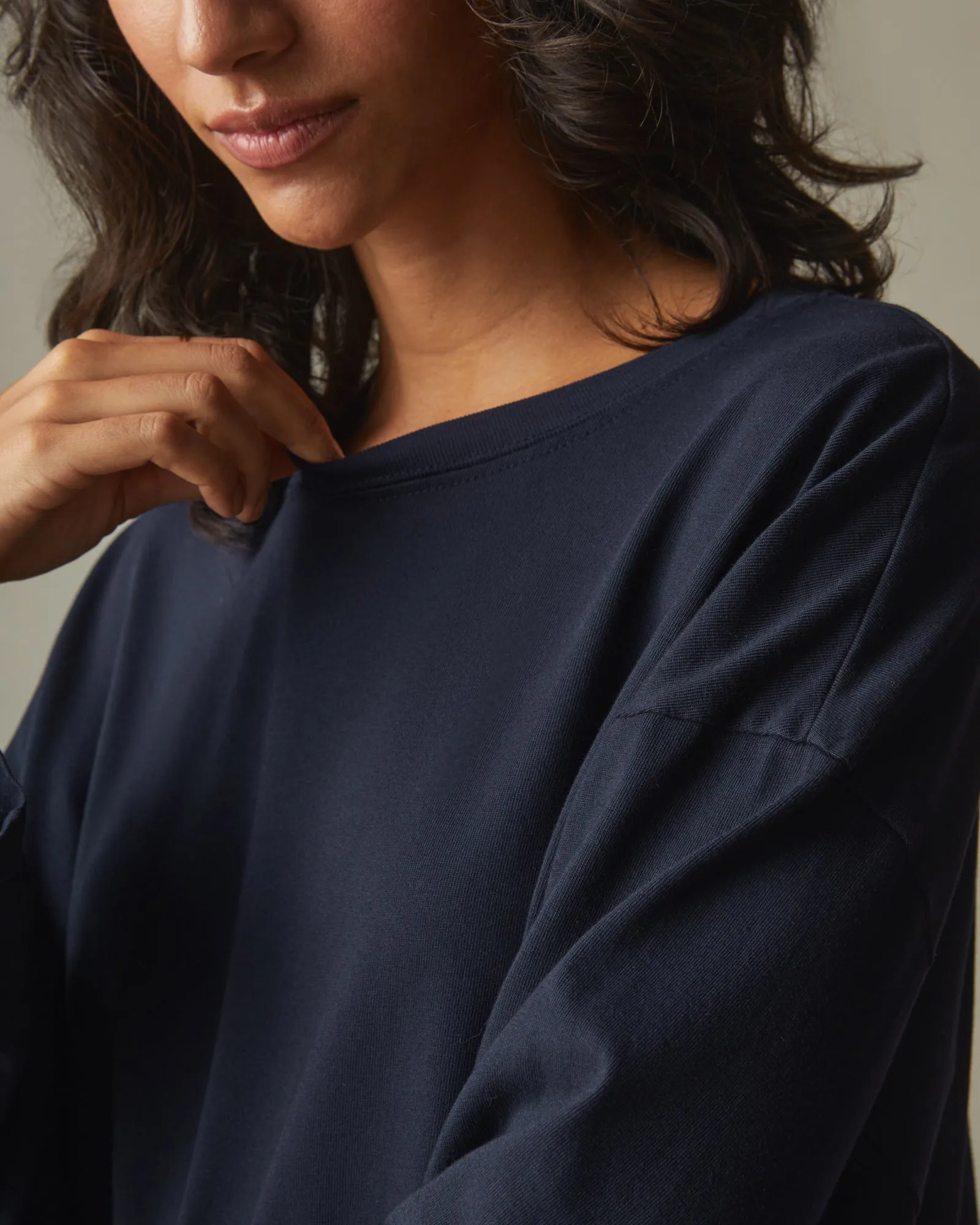 Women's Relaxed Cotton Long Sleeve Tee - Dress Navy sold by American Giant product image thumbnail 3