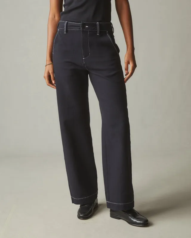 Women's Roughneck Wide Leg - Contrast Stitch - Dark Navy sold by American Giant