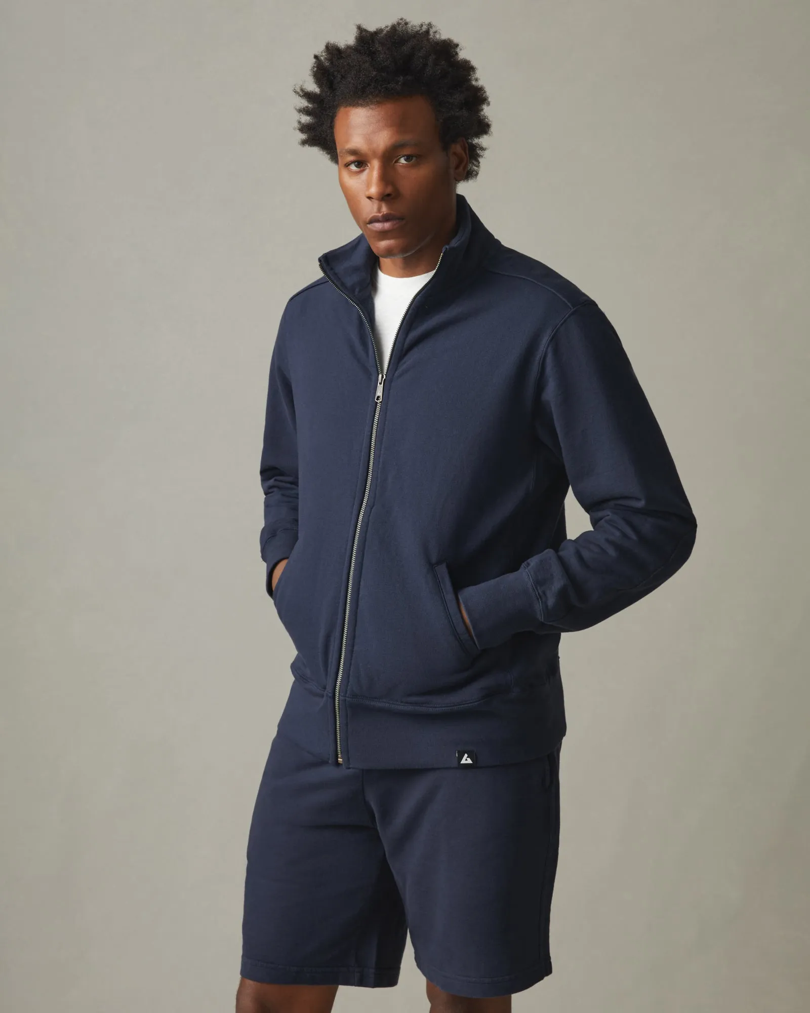 Men's Moto Full Zip Original - Oxford Blue sold by American Giant