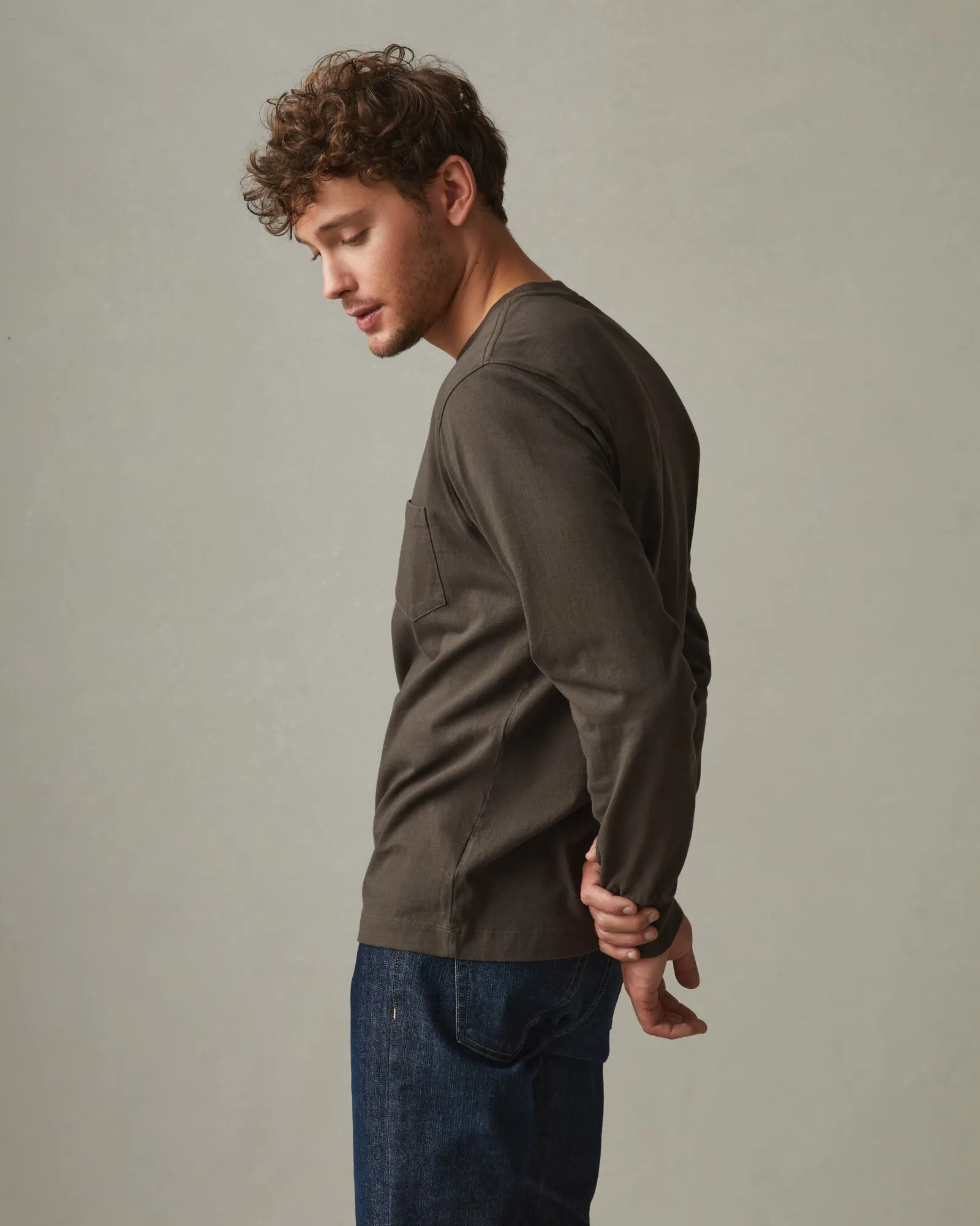 Heavyweight Pocket Tee Long Sleeve - Oak sold by American Giant product image thumbnail 2
