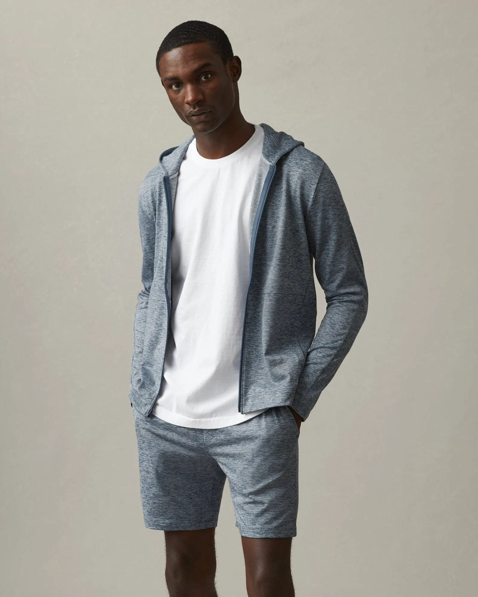 Men's Lightweight Full Zip - Bluefin Heather sold by American Giant