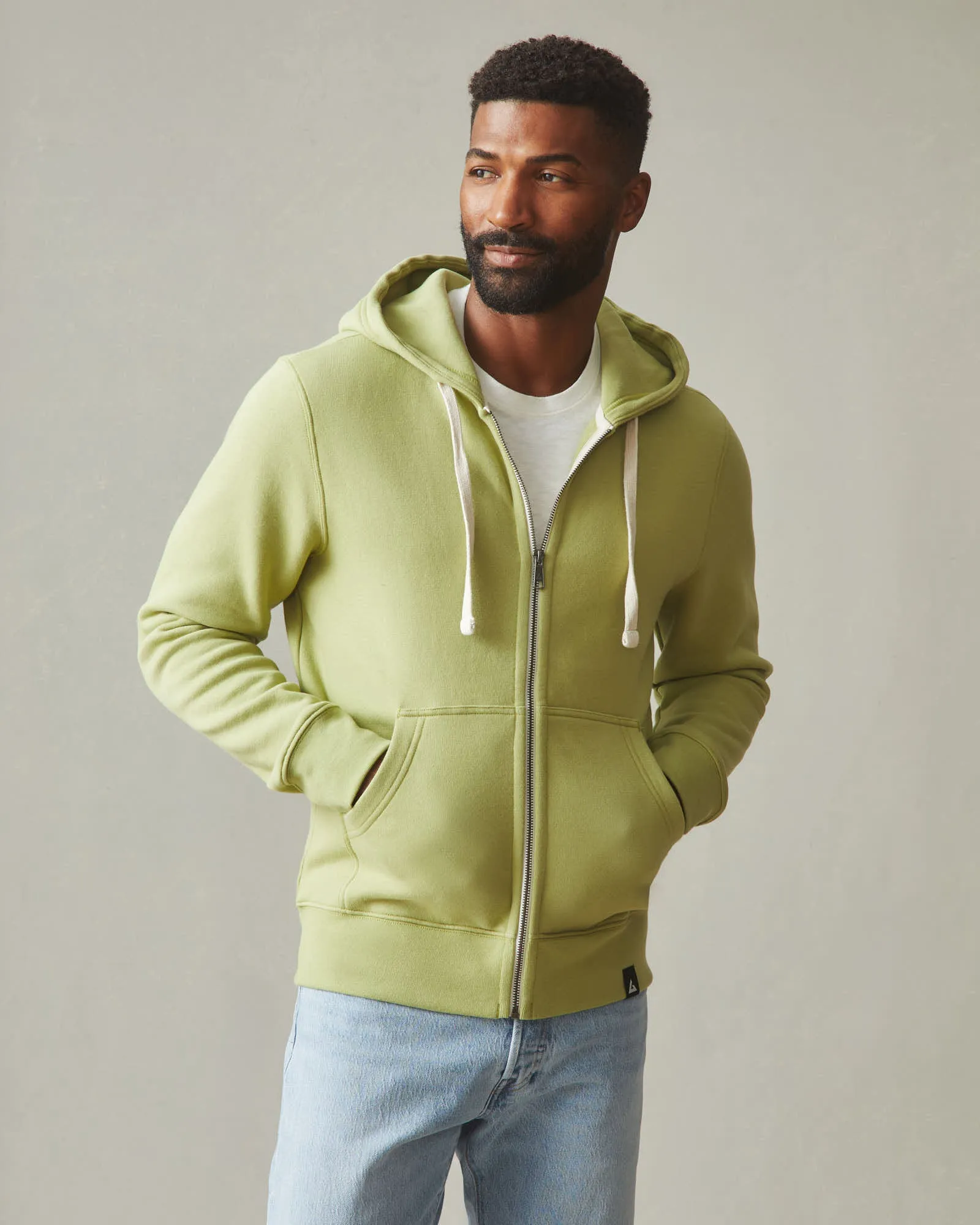 Men's Midweight Full Zip - Light Fern sold by American Giant