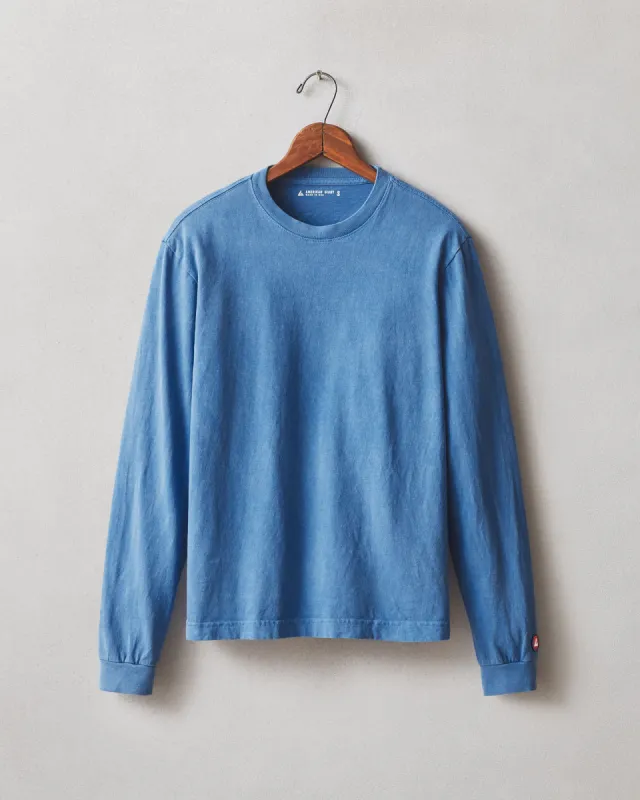 Vintage Crew Long Sleeve Tee - Washed Blue Aura sold by American Giant