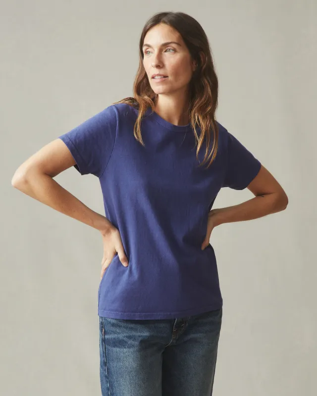Women's Vintage Crew Tee - Washed Blue Ribbon sold by American Giant