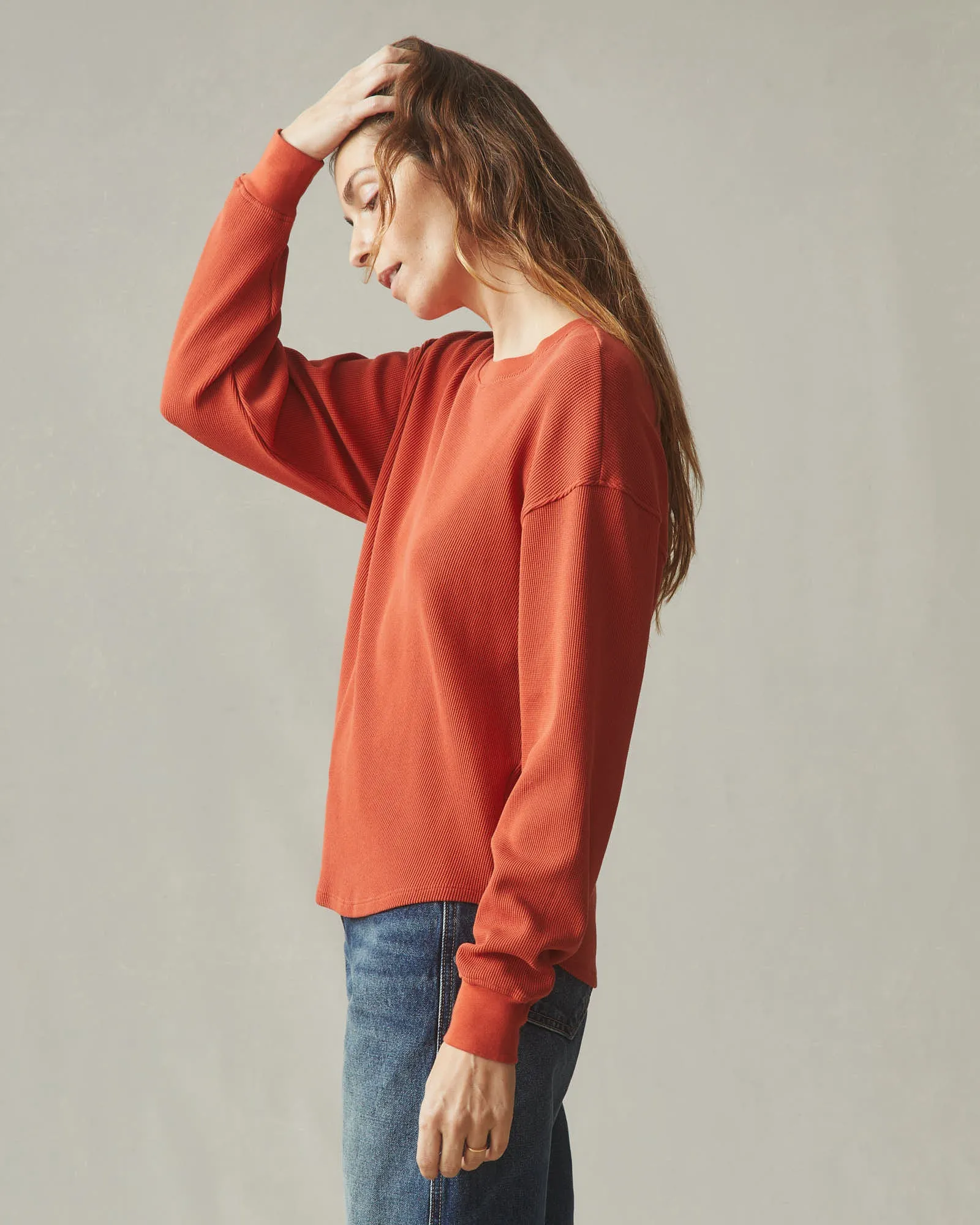 Women's Thermal Crew - Tiger Lily sold by American Giant product image thumbnail 3