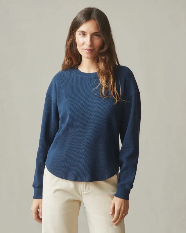 Women's Thermal Crew - Marine Navy sold by American Giant
