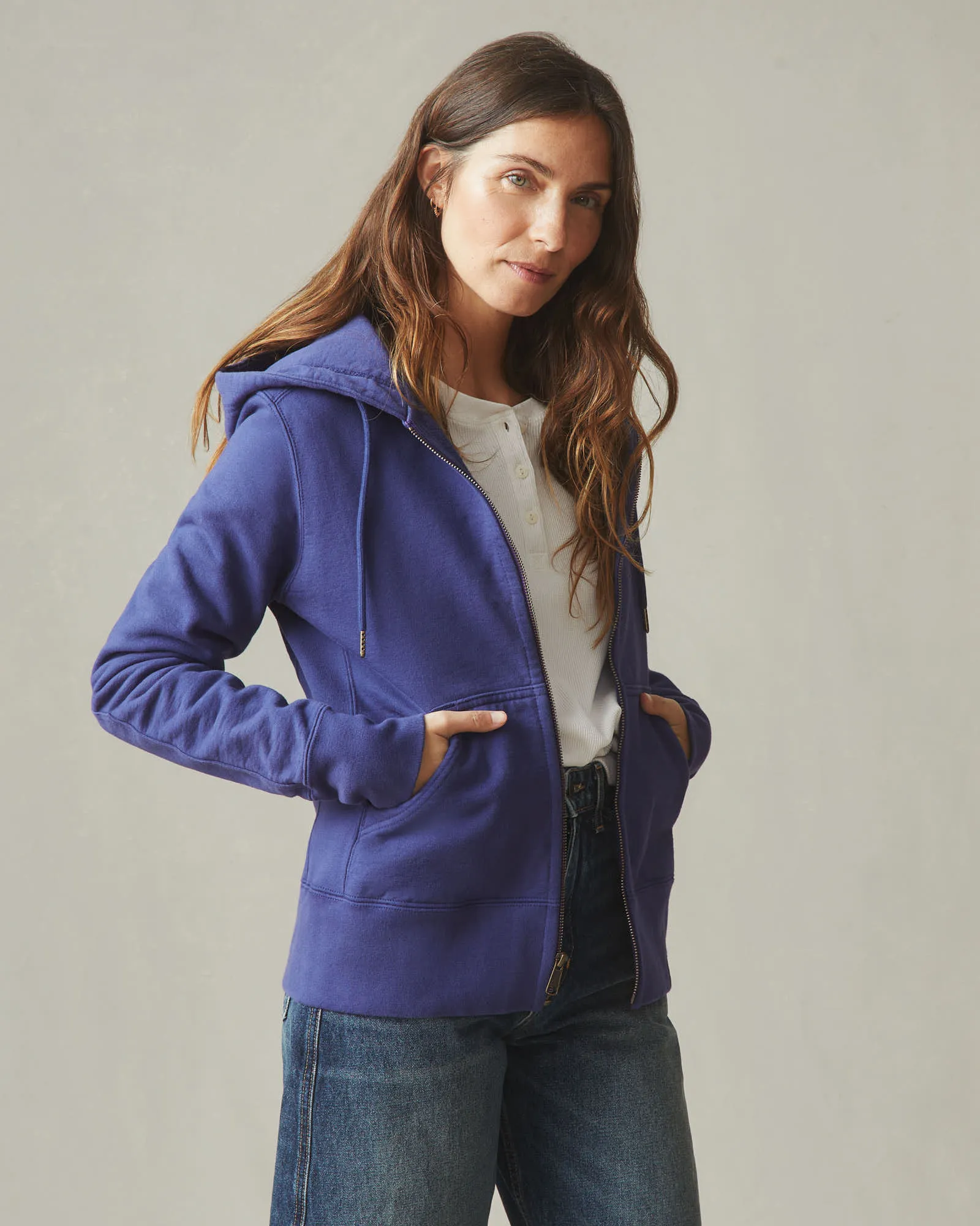 Women's Classic Full Zip - Blue Ribbon sold by American Giant