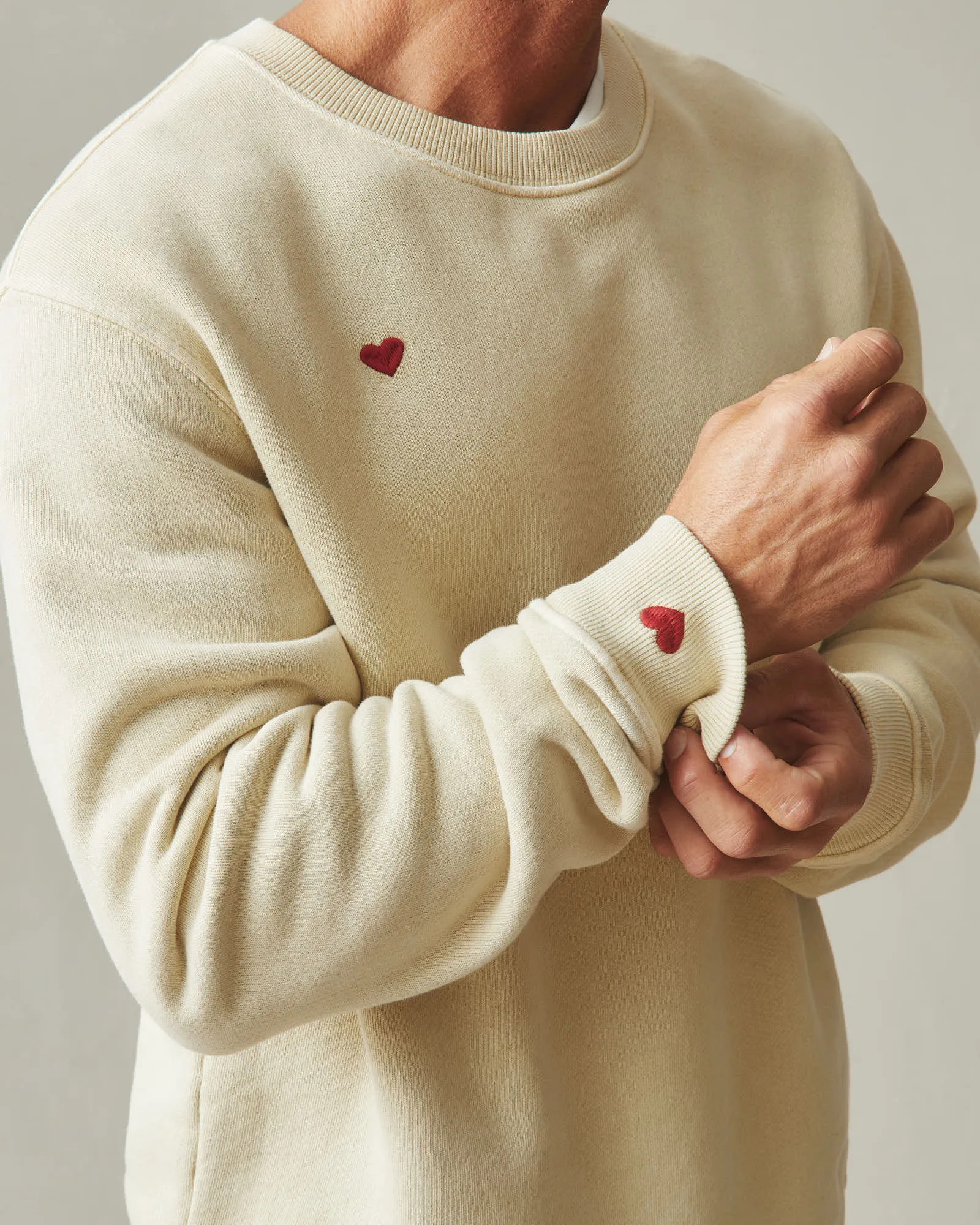 Unisex Relaxed French Terry Crew Sweatshirt - Valentine's Day - Pale Khakhi sold by American Giant product image thumbnail 4