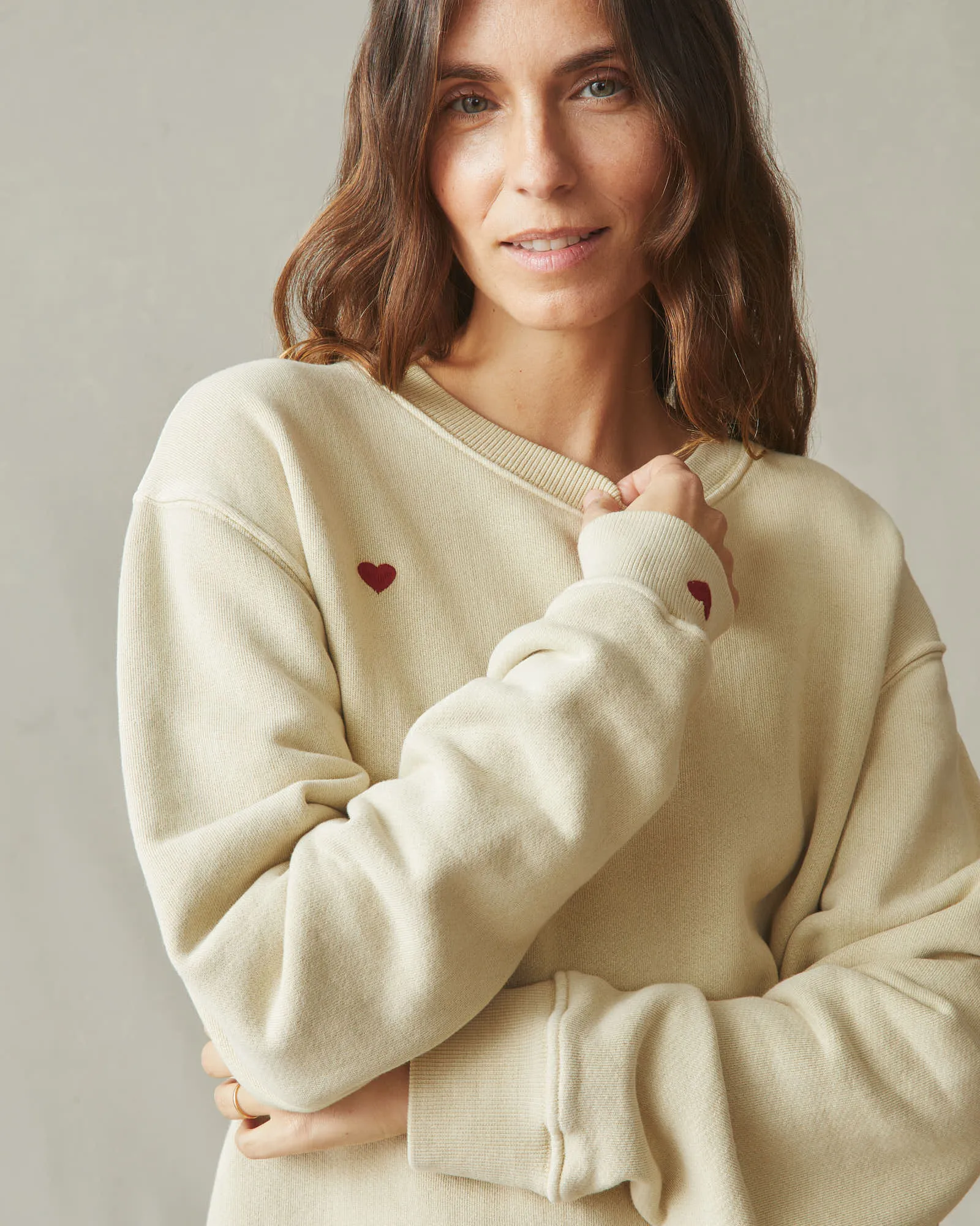 Unisex Relaxed French Terry Crew Sweatshirt - Valentine's Day - Pale Khakhi sold by American Giant product image thumbnail 5