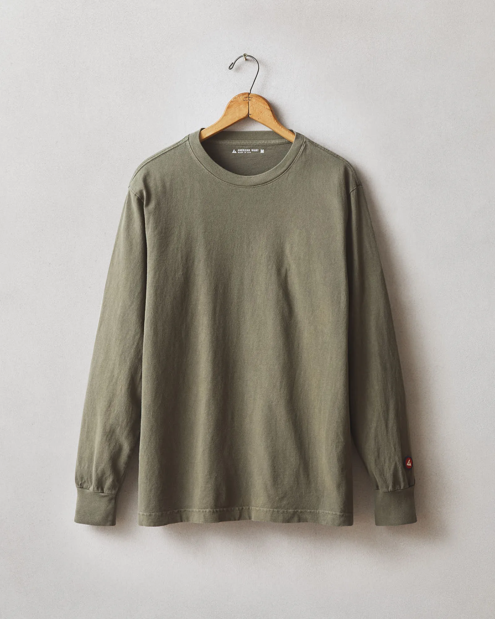 Vintage Crew Long Sleeve Tee - Washed Olive sold by American Giant