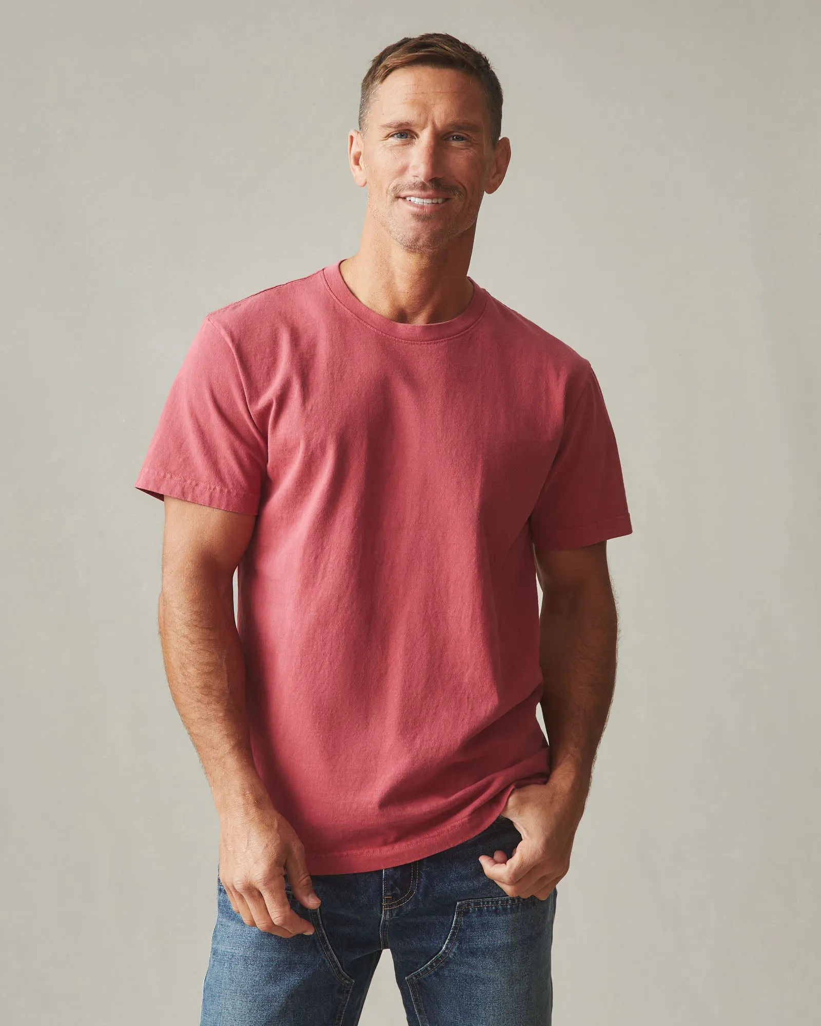 Men's Vintage Crew Tee - Washed Poppy sold by American Giant