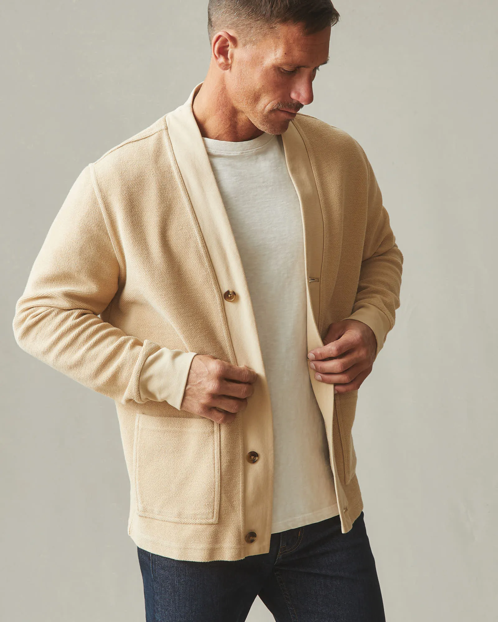 French Terry Twill Cardigan - Safari sold by American Giant product image thumbnail 3