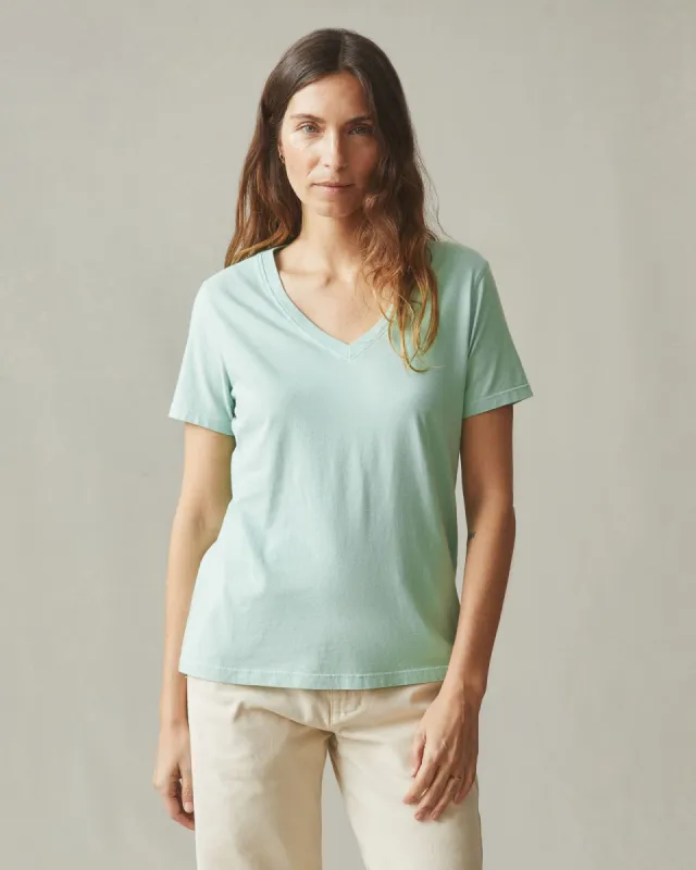 Women's Classic Cotton V-Neck Tee - Grayed Jade sold by American Giant