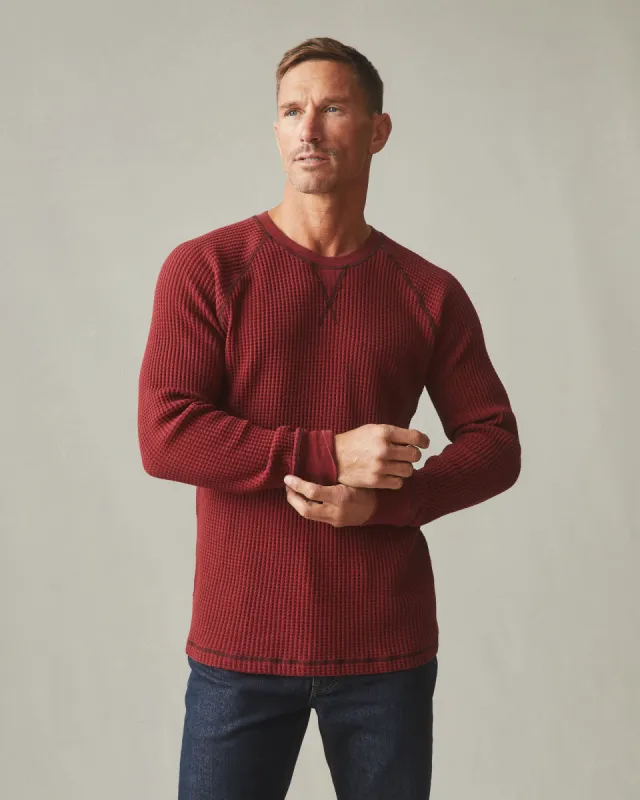 Men's Waffle Crew Long Sleeve Tee - Oxblood sold by American Giant