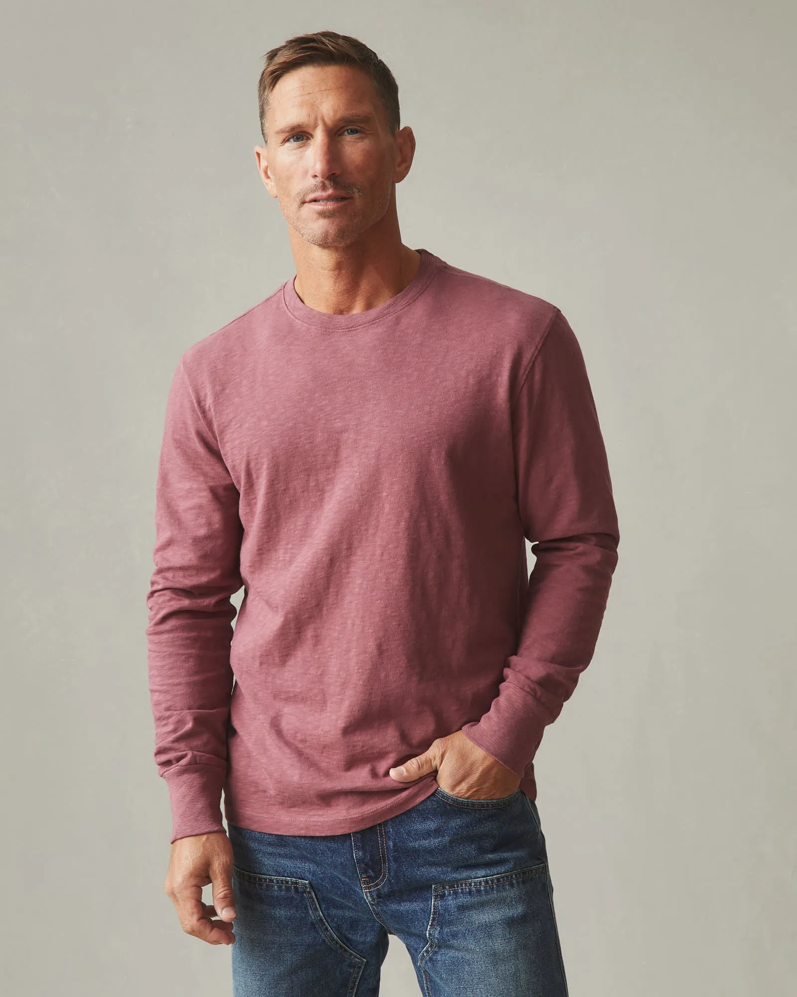 Men's Premium Slub Crew Long Sleeve Tee - Wild Ginger sold by American Giant