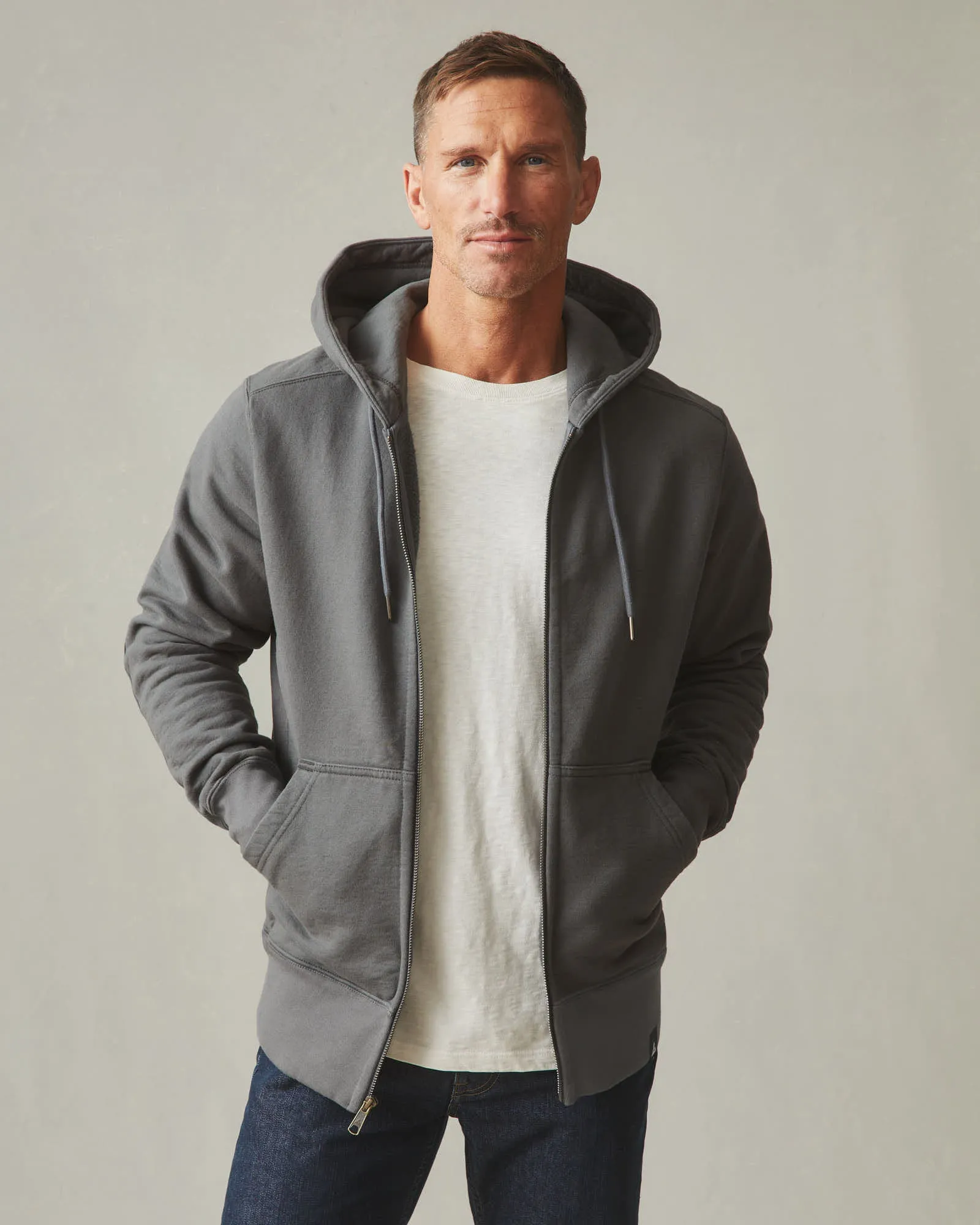 Men's Classic Full Zip - Dark Charcoal sold by American Giant