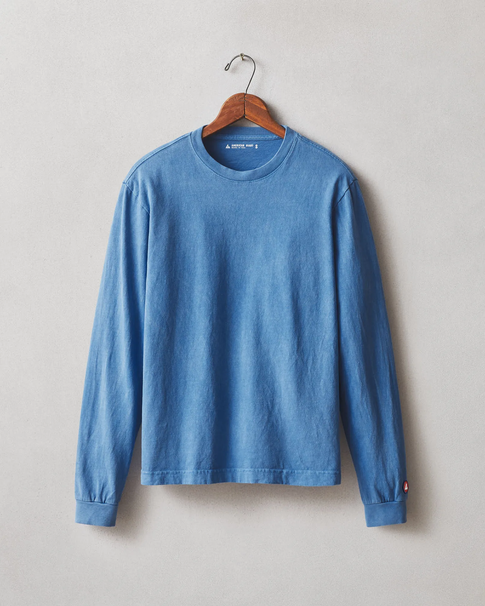 Women's Vintage Crew Long Sleeve Tee - Washed Blue Aura sold by American Giant product image thumbnail 4
