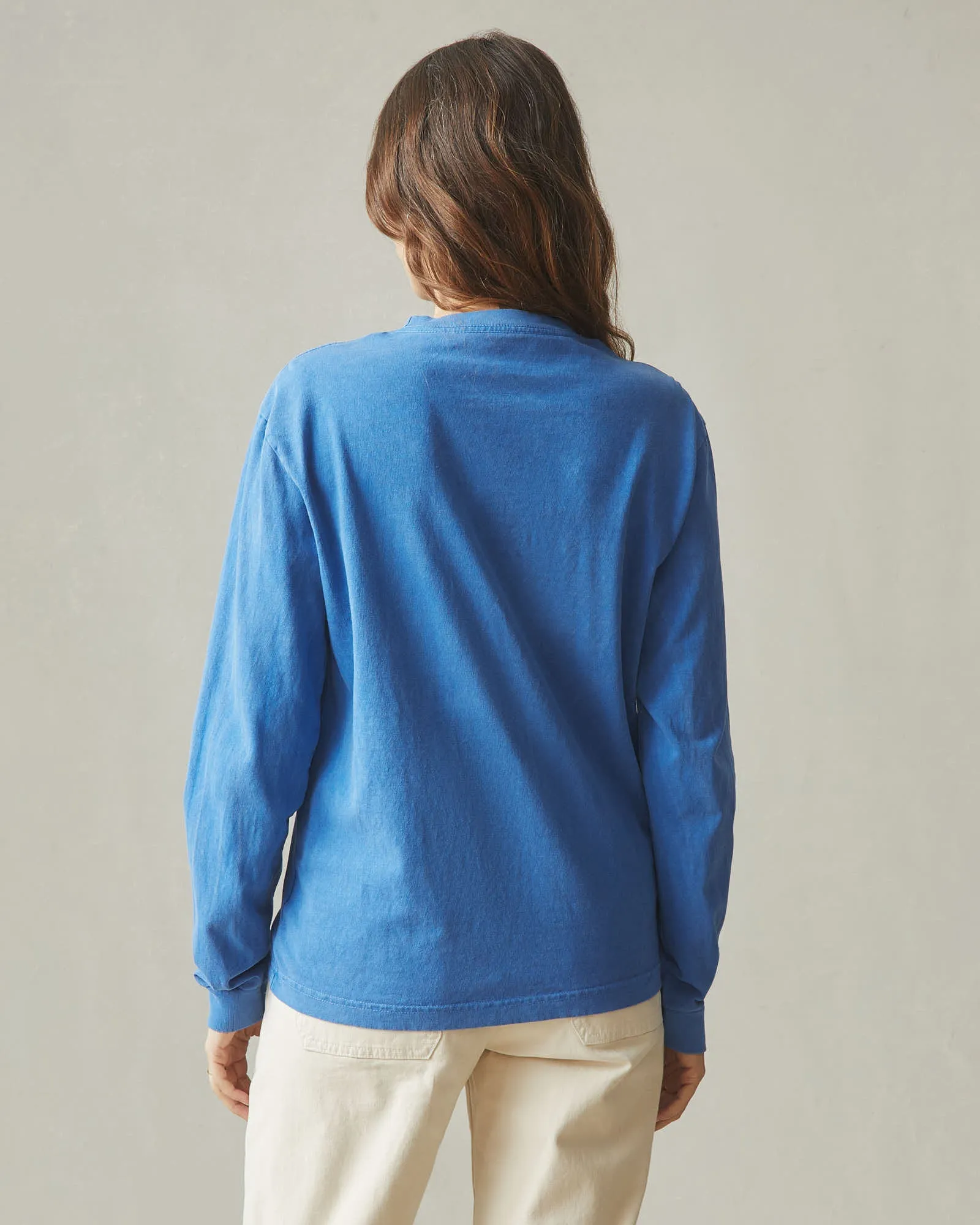 Women's Vintage Crew Long Sleeve Tee - Washed Blue Aura sold by American Giant product image thumbnail 2