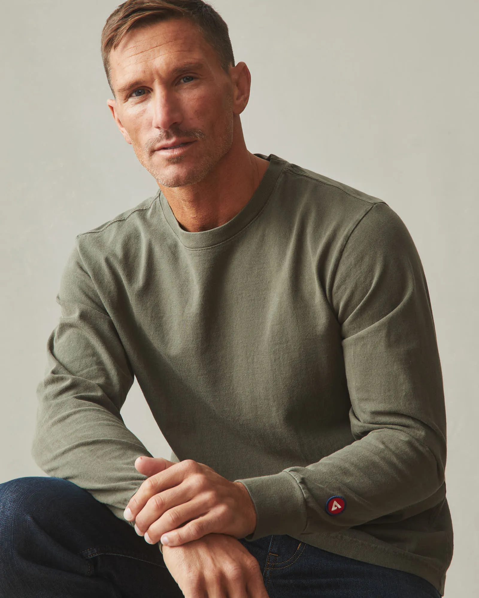 Vintage Crew Tee Long Sleeve - Washed Olive sold by American Giant product image thumbnail 4