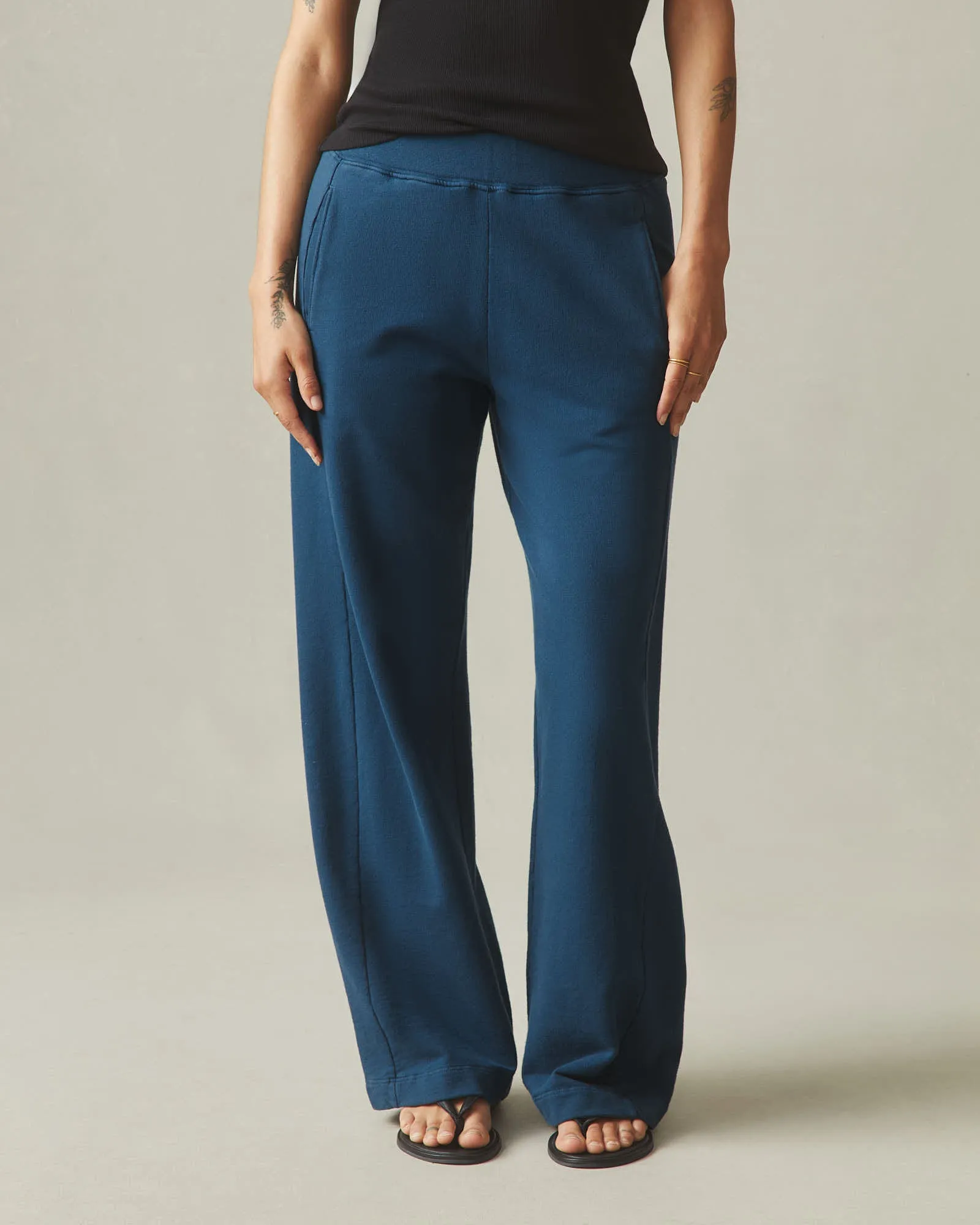 Women's French Terry Straight Sweatpant - Majolica Blue sold by American Giant
