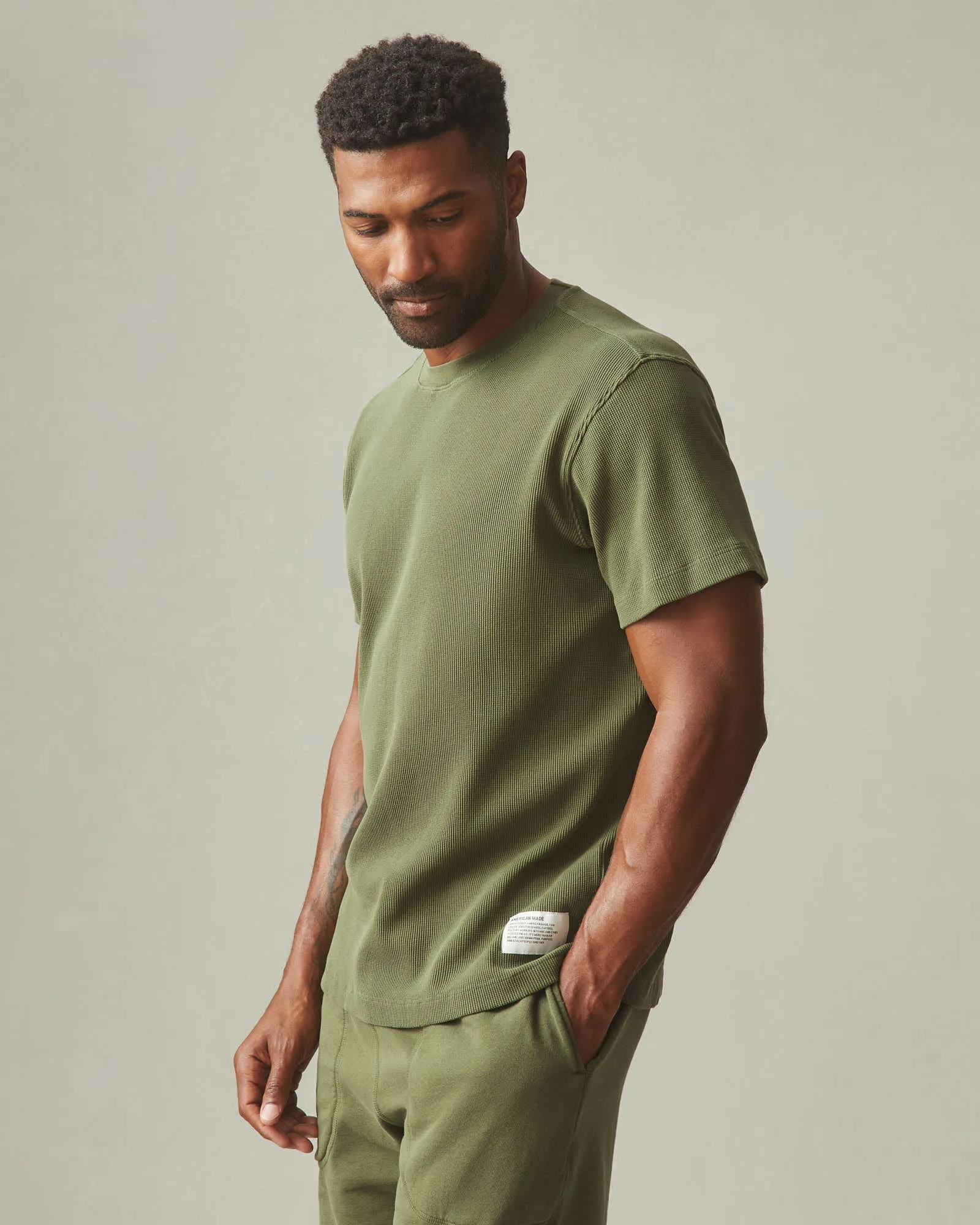 Men's Waffle Crew Tee - Fern sold by American Giant product image thumbnail 2