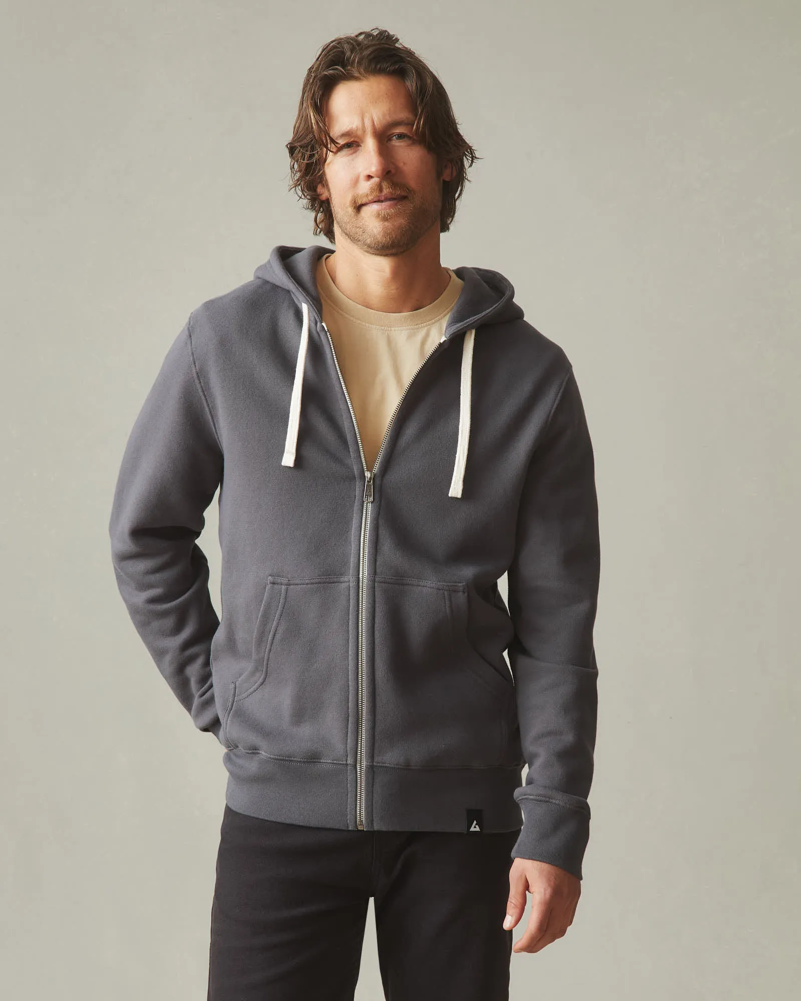 Men's Midweight Full Zip - Dark Charcoal sold by American Giant