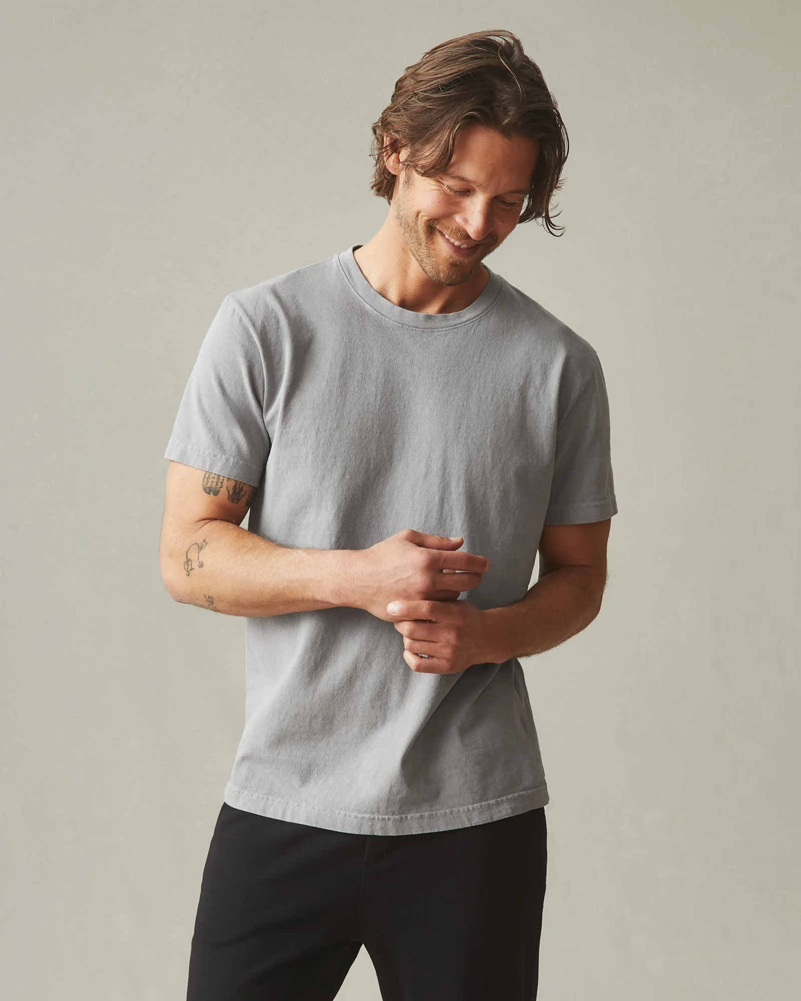 Men's Vintage Crew Tee - Washed Silent Storm sold by American Giant