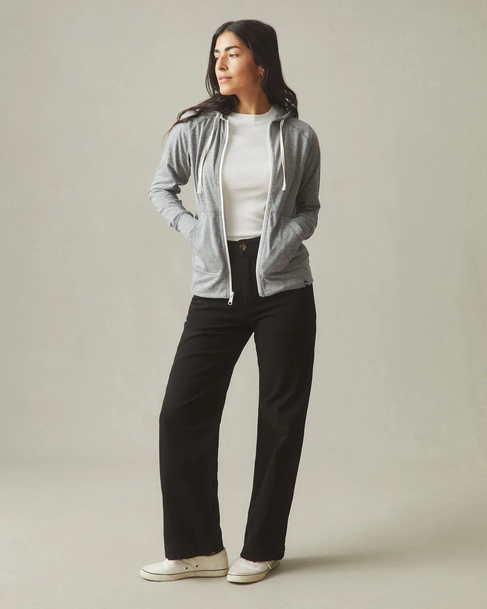 Women's Lightweight Full Zip - Dark Charcoal Heather sold by American Giant product image thumbnail 5