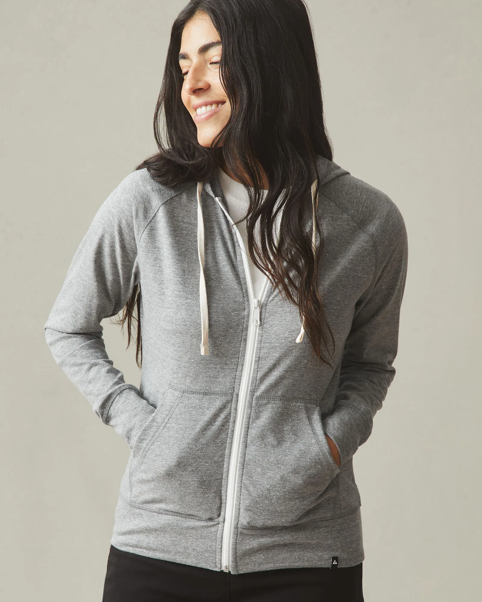 Women's Lightweight Full Zip - Dark Charcoal Heather sold by American Giant product image thumbnail 3