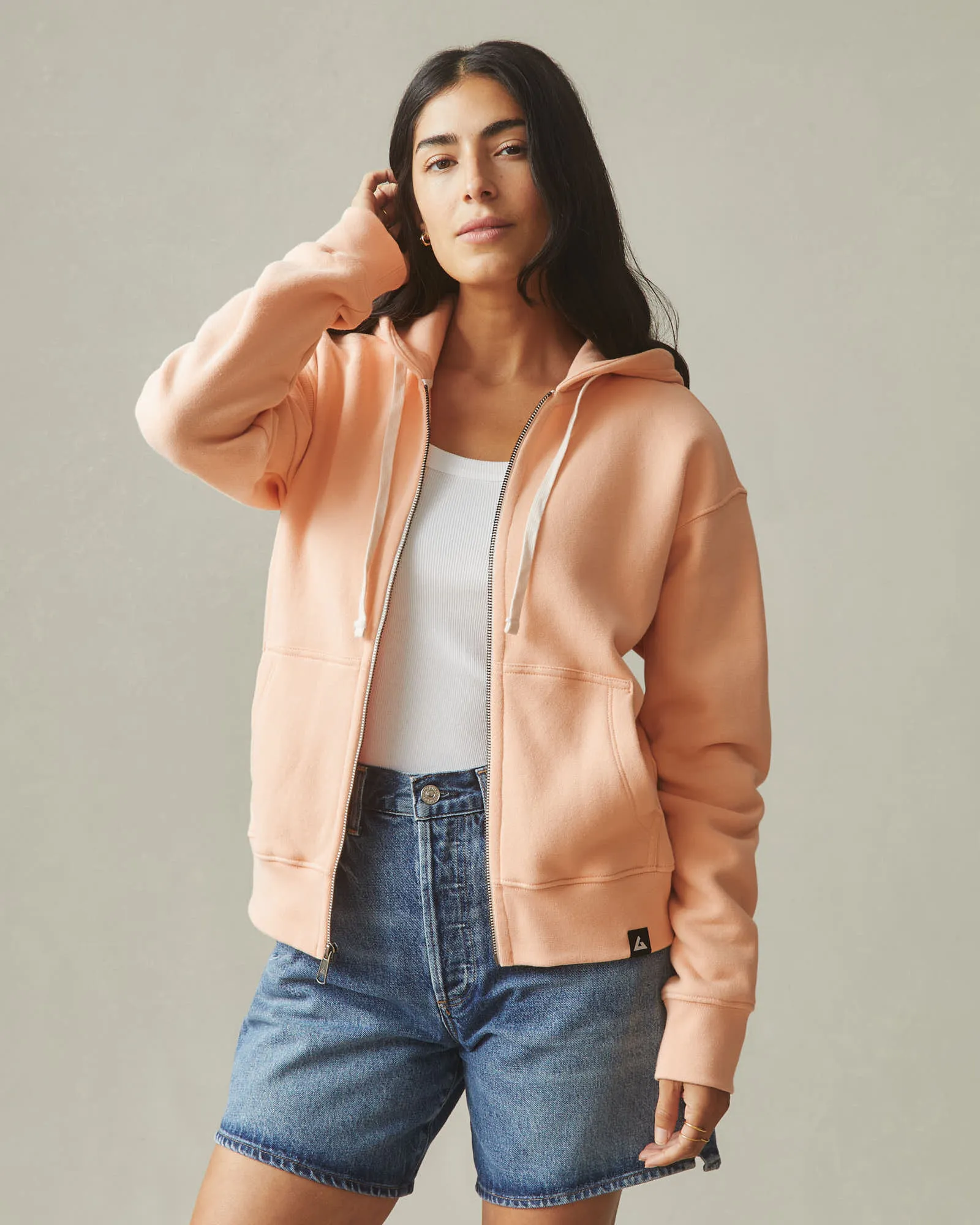 Women's Midweight Full Zip - Peach Fuzz sold by American Giant