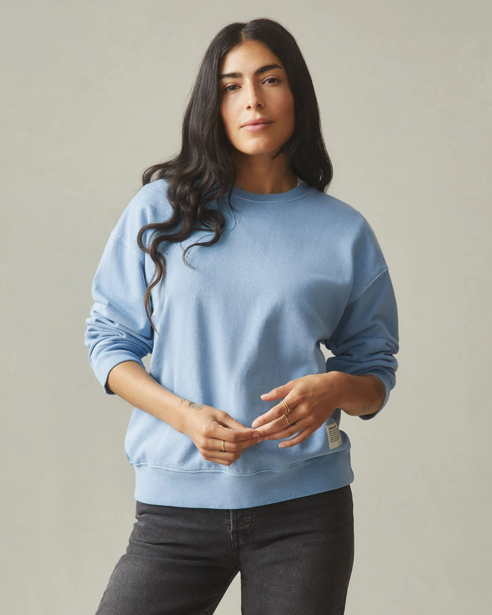 Vintage Wash Relaxed French Terry Crew - Fountain sold by American Giant