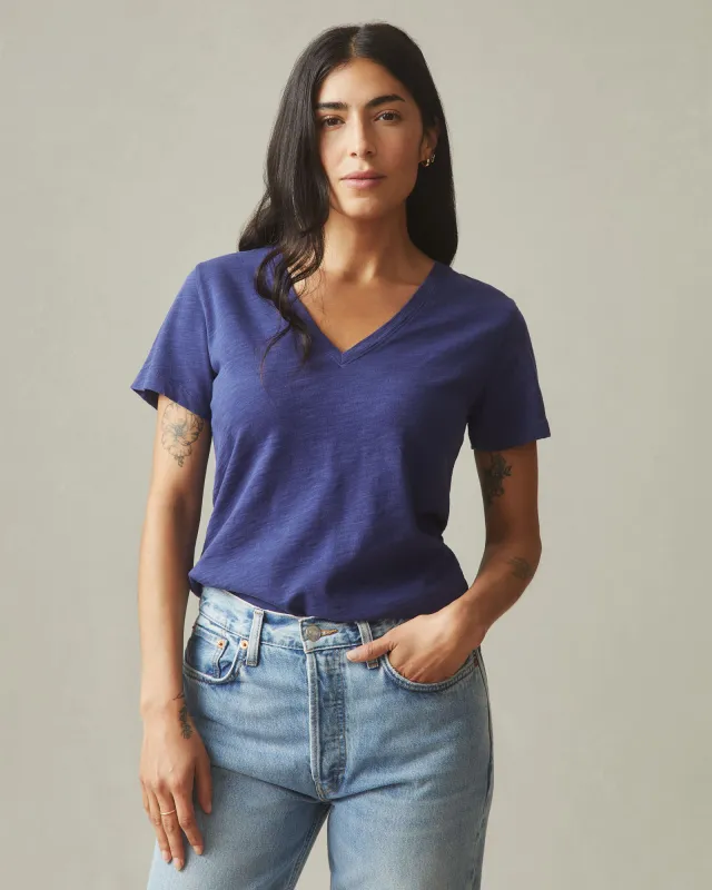 Women's Premium Slub V-Neck Tee - Blue Ribbon sold by American Giant