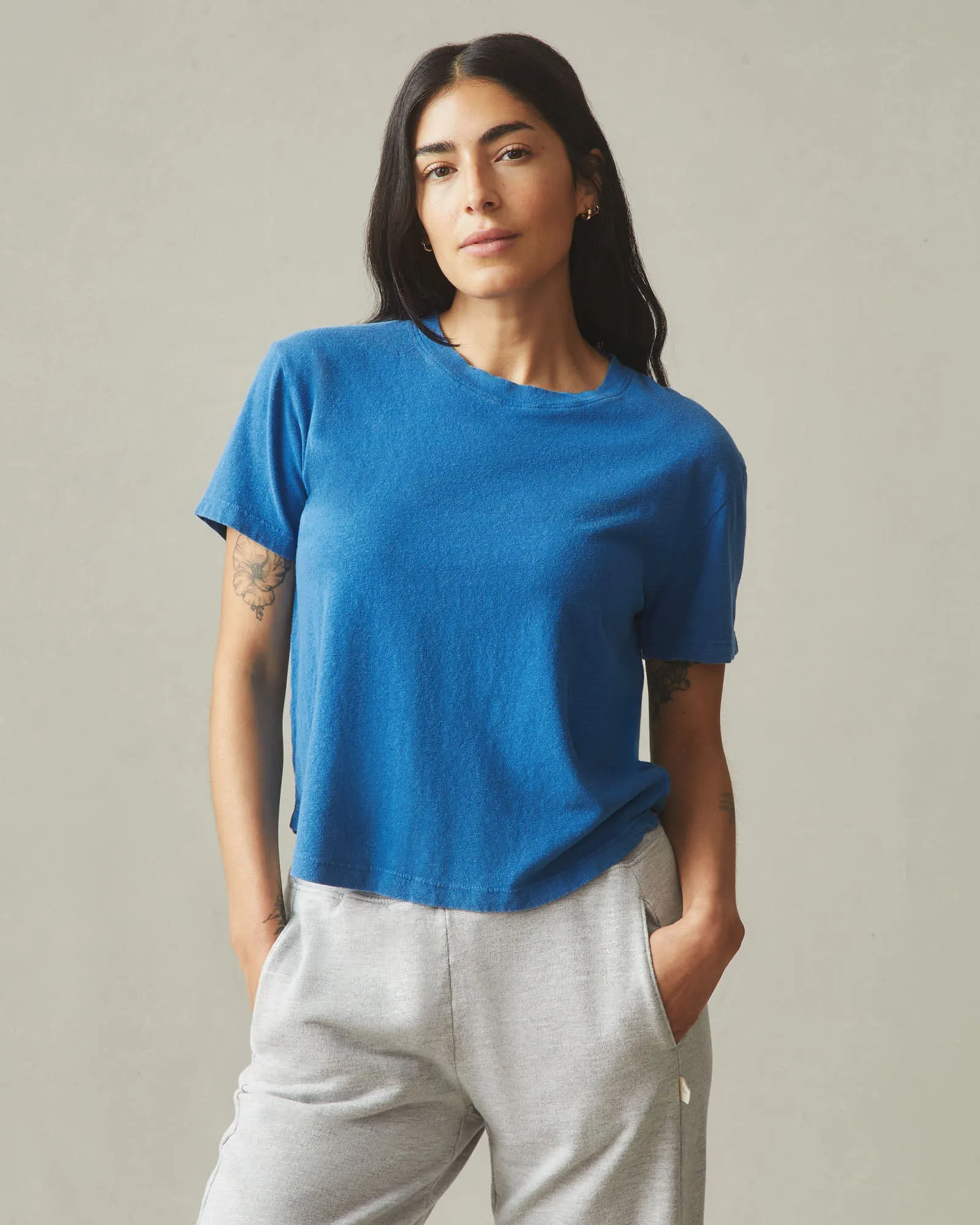 Women's Hemp Jersey Crew Tee - Classic Blue sold by American Giant