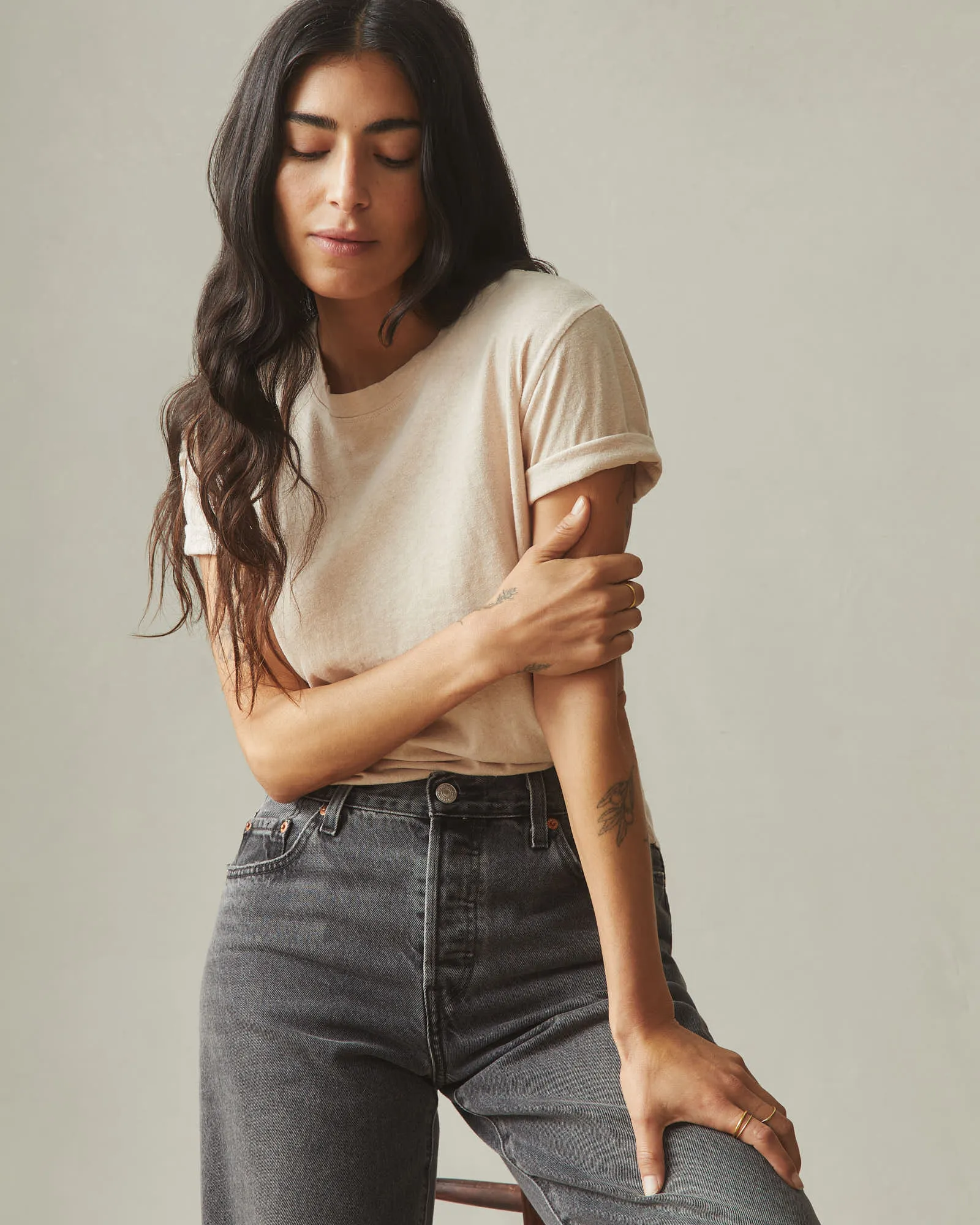 Women's Hemp Jersey Crew Tee - Almond Peach sold by American Giant product image thumbnail 5