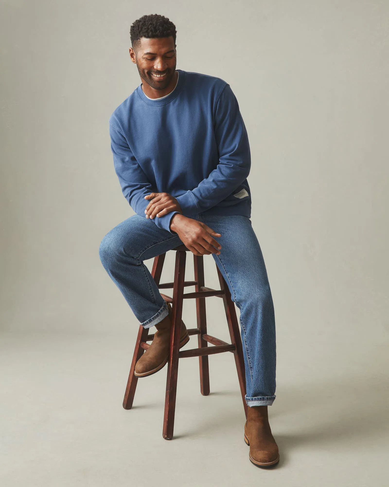 Men's Vintage Washed Relaxed French Terry Crew - Eclipse Blue sold by American Giant product image thumbnail 4