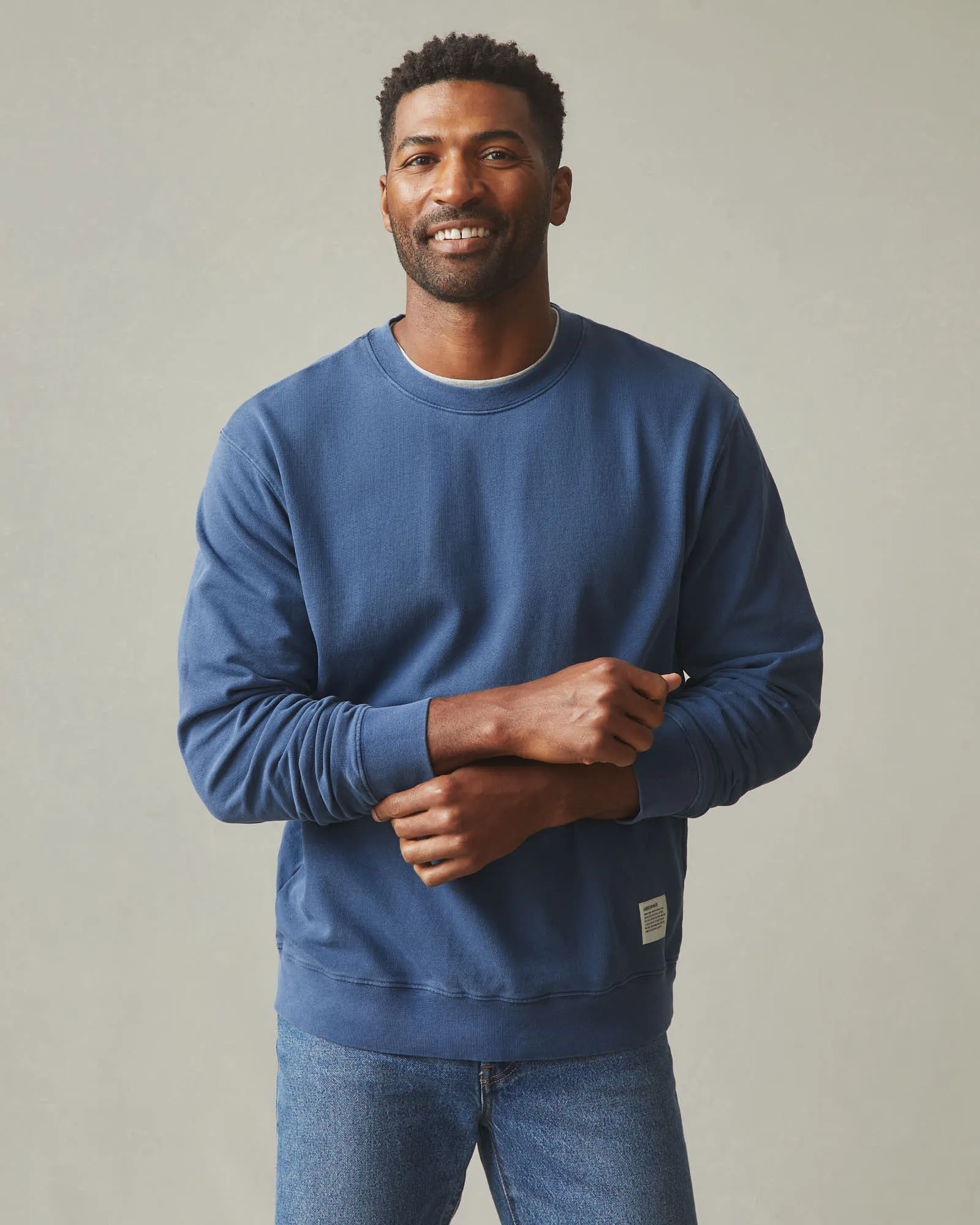 Men's Vintage Washed Relaxed French Terry Crew - Eclipse Blue sold by American Giant