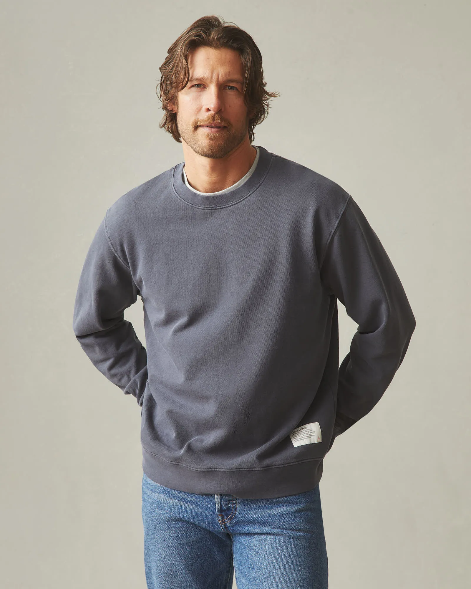 Men's Vintage Washed Relaxed French Terry Crew - Metropolitan Grey sold by American Giant