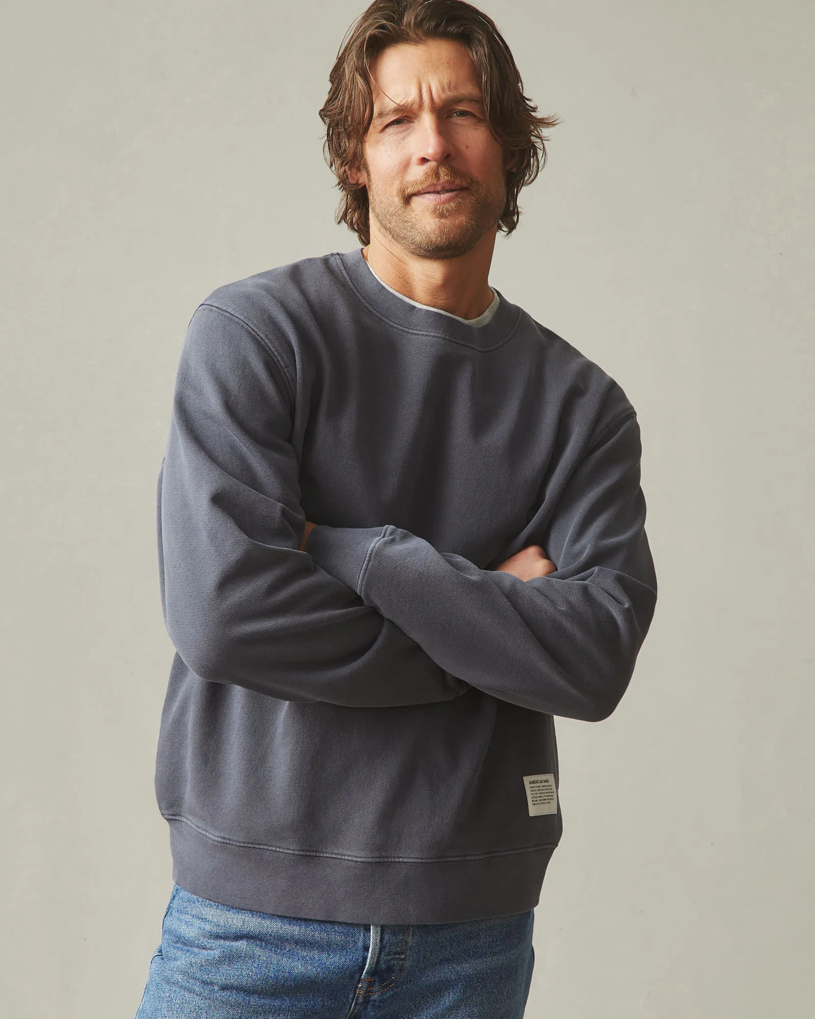 Men's Vintage Washed Relaxed French Terry Crew - Metropolitan Grey sold by American Giant product image thumbnail 2