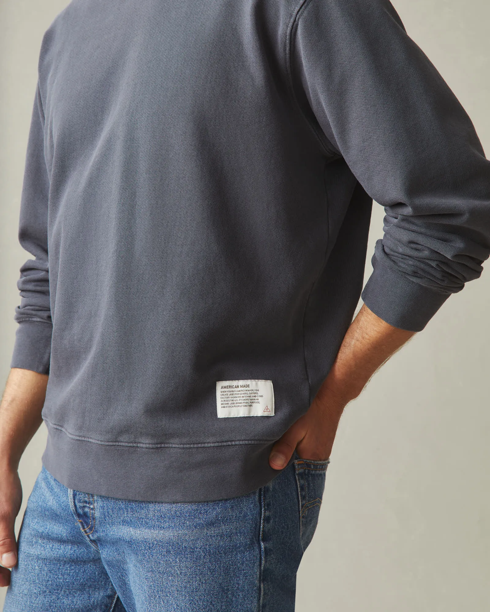 Men's Vintage Washed Relaxed French Terry Crew - Metropolitan Grey sold by American Giant product image thumbnail 4