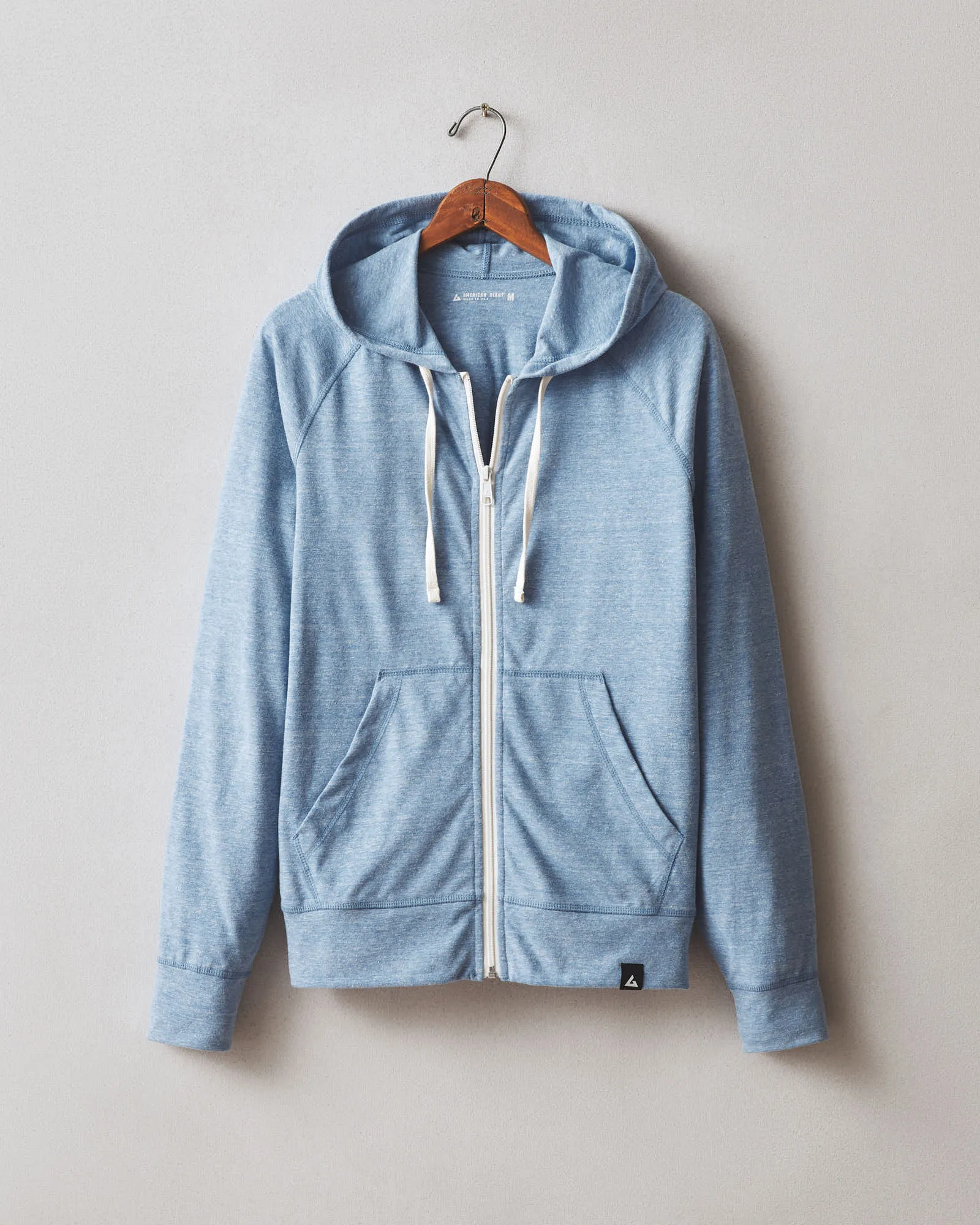 Men's Lightweight Full Zip - Blue Jay Heather sold by American Giant