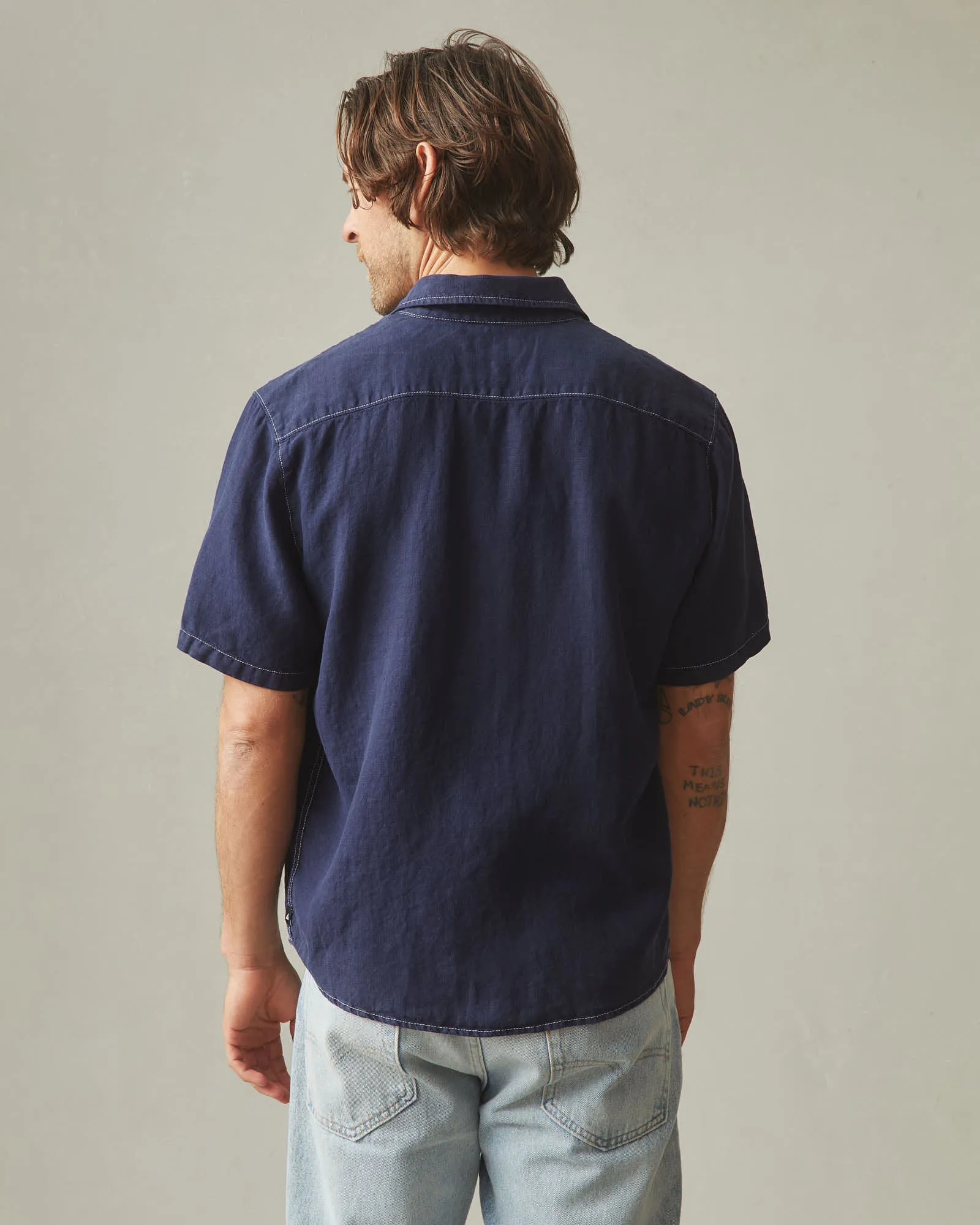Men's Linen Shirt - True Navy sold by American Giant product image thumbnail 2