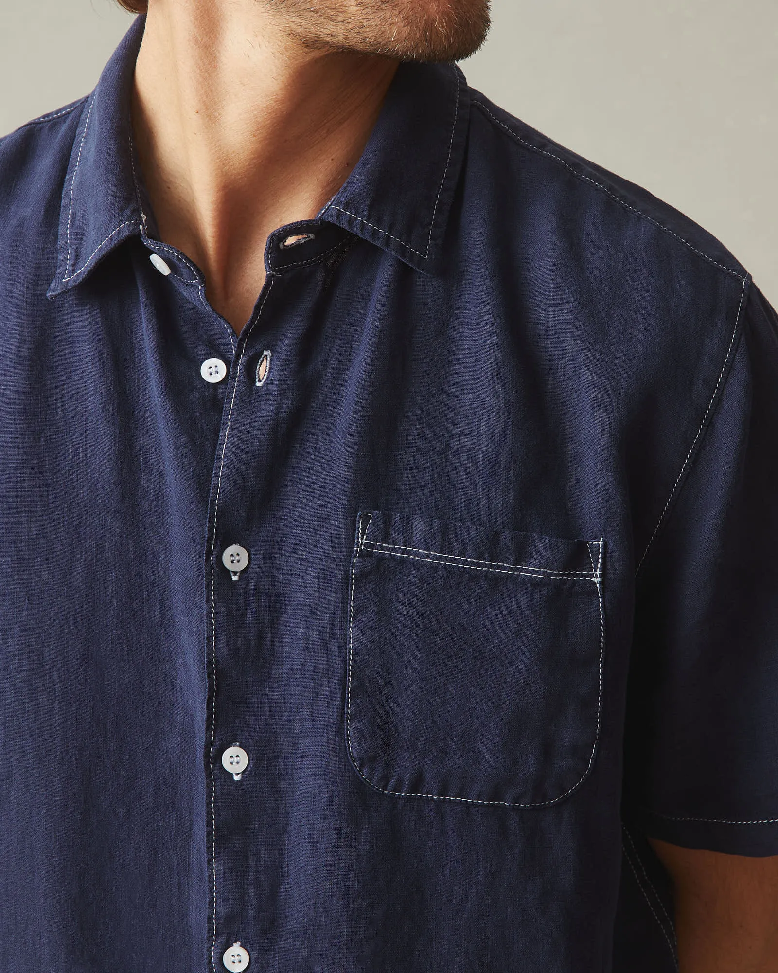 Men's Linen Shirt - True Navy sold by American Giant product image thumbnail 3