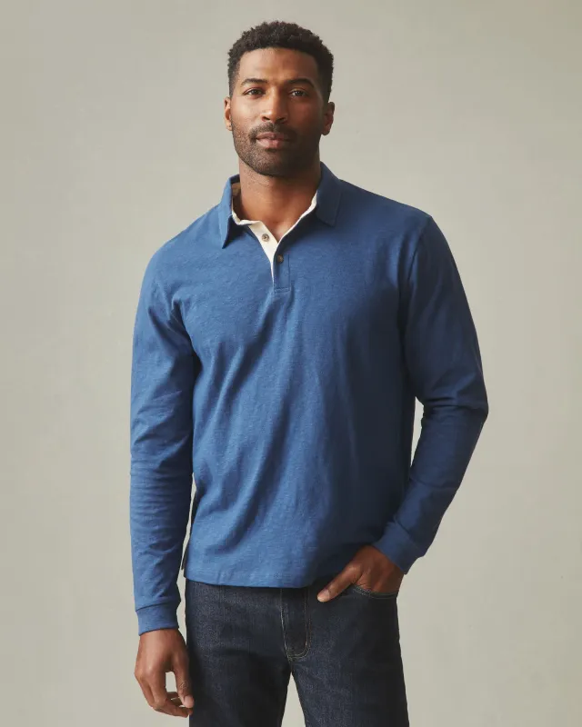 Men's Premium Slub Long Sleeve Polo - Marine Navy sold by American Giant