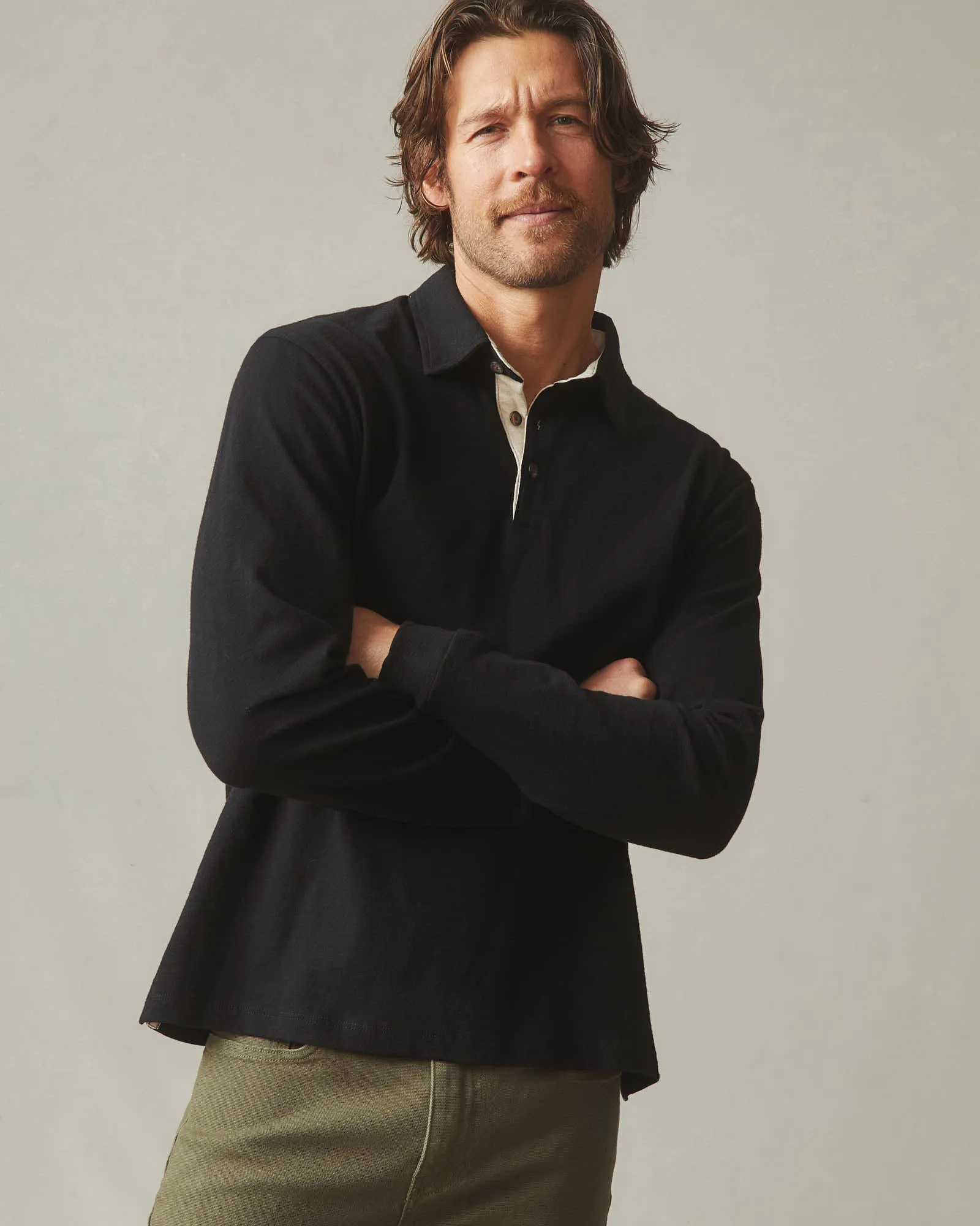 Premium Slub Polo Long Sleeve - Black sold by American Giant product image thumbnail 2