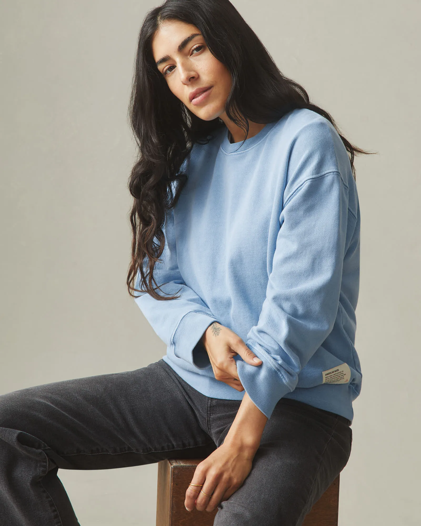 Women's Vintage Wash Relaxed French Terry Crew - Fountain sold by American Giant product image thumbnail 4