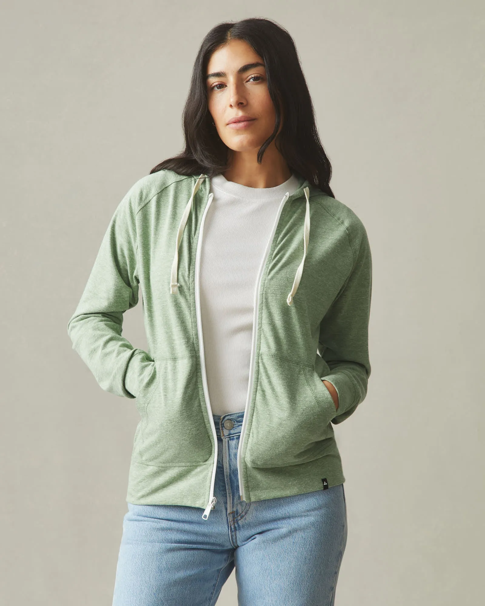 Women's Lightweight Full Zip - Dill Heather sold by American Giant