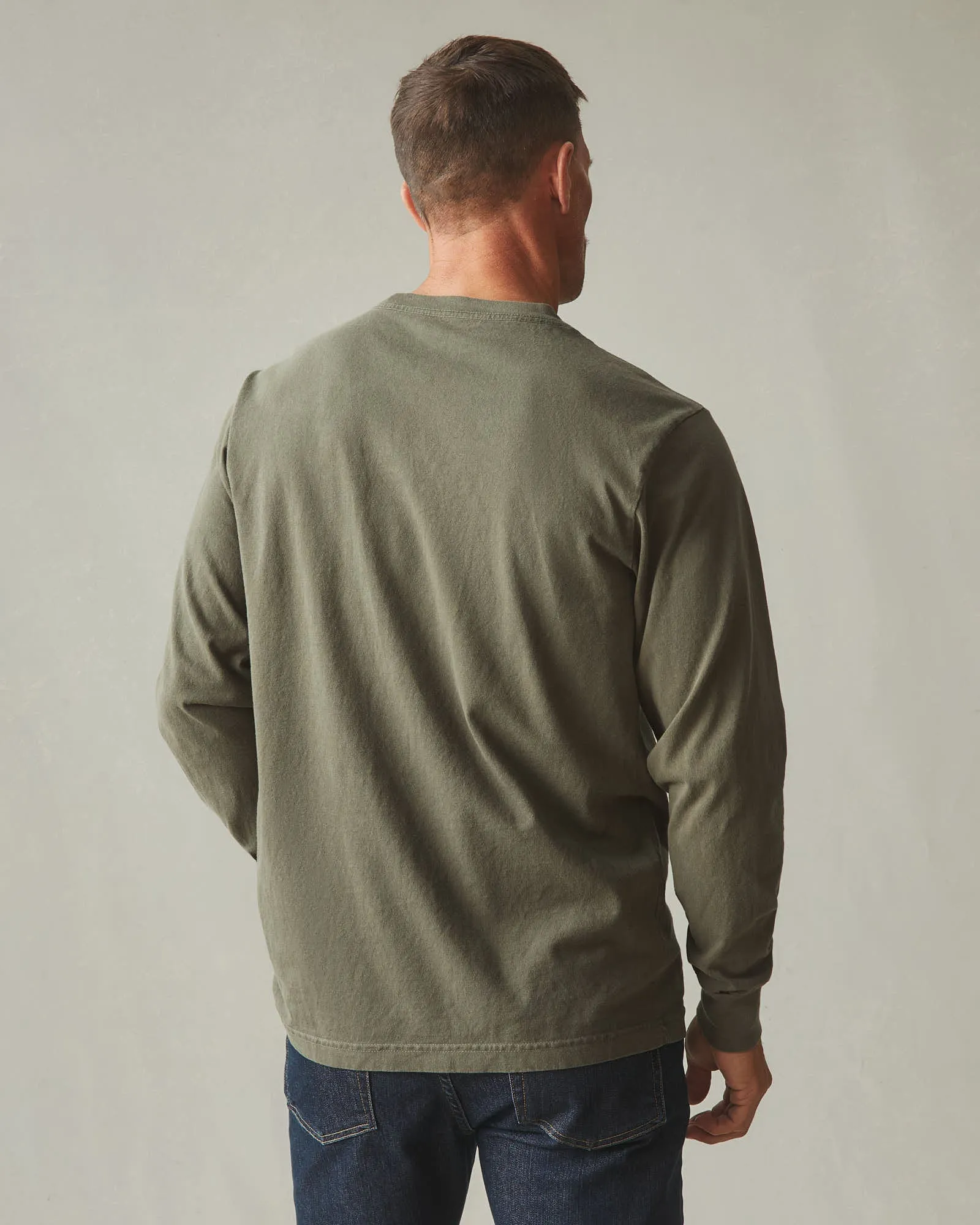 Men's Vintage Crew Long Sleeve Tee - Washed Olive sold by American Giant product image thumbnail 2