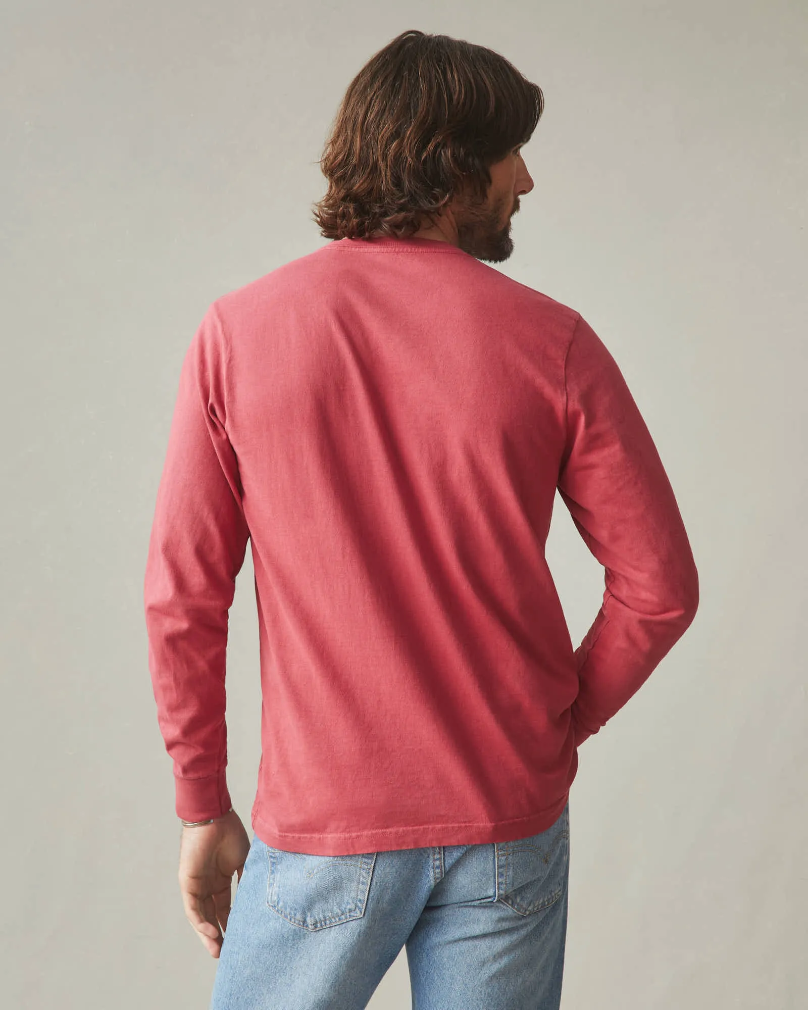 Men's Vintage Crew Long Sleeve Tee - Washed Poppy sold by American Giant product image thumbnail 3