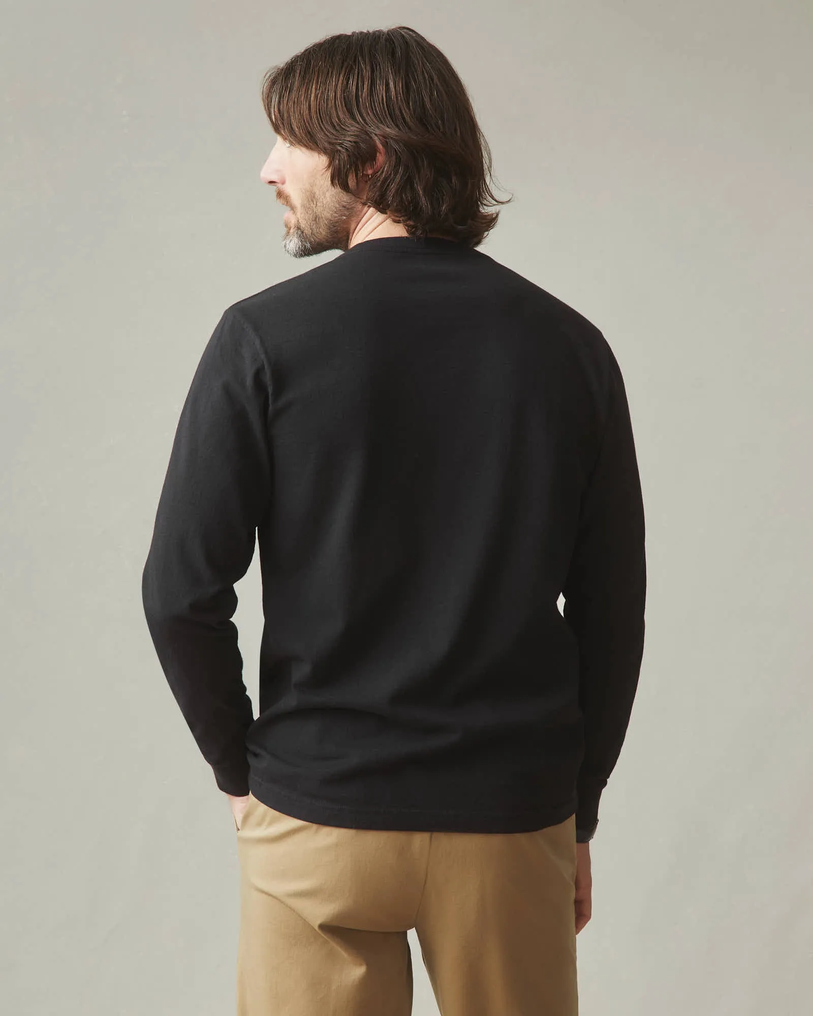 Men's Vintage Crew Long Sleeve Tee - Black sold by American Giant product image thumbnail 3