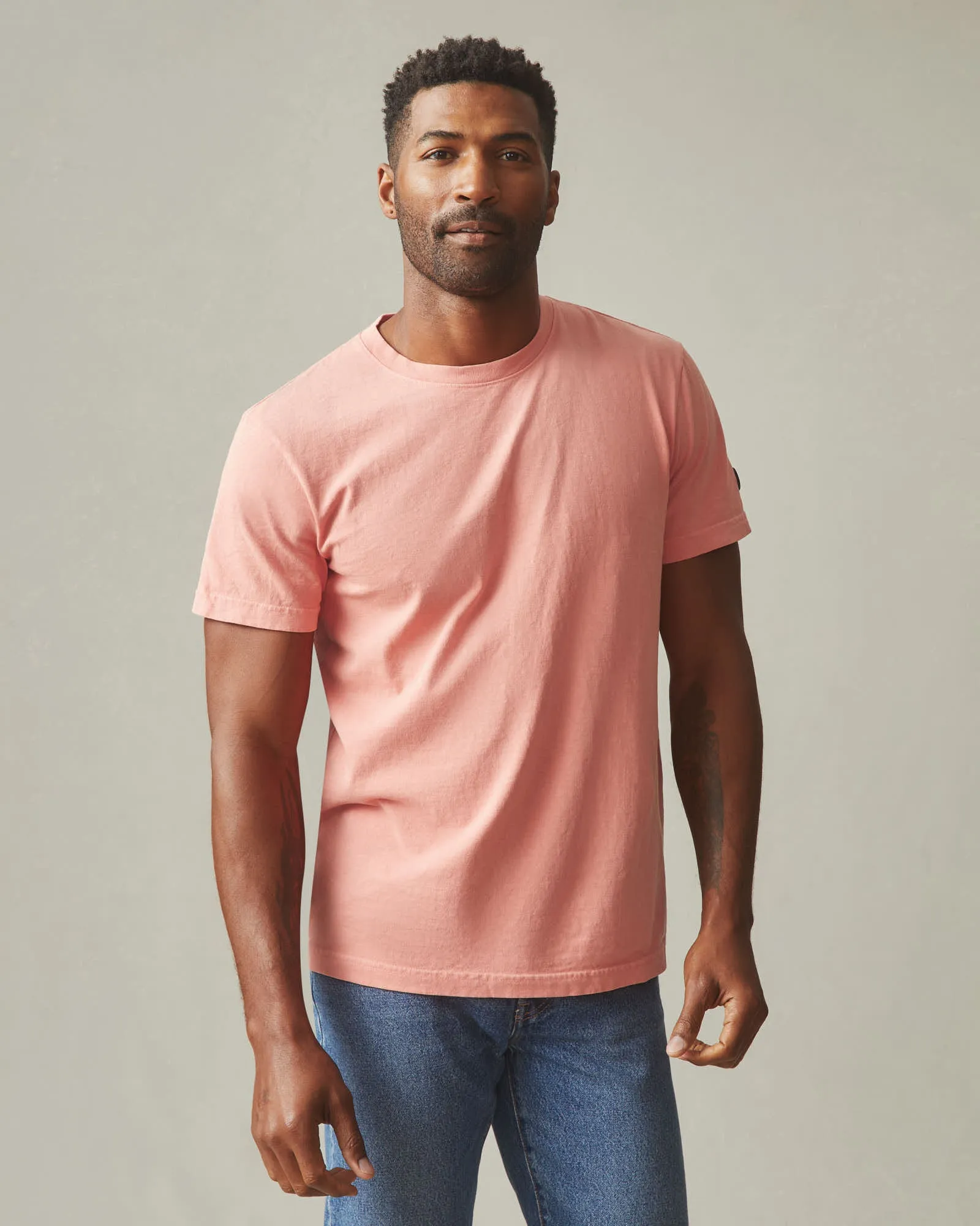 Men's Vintage Crew Tee - Washed Coral sold by American Giant